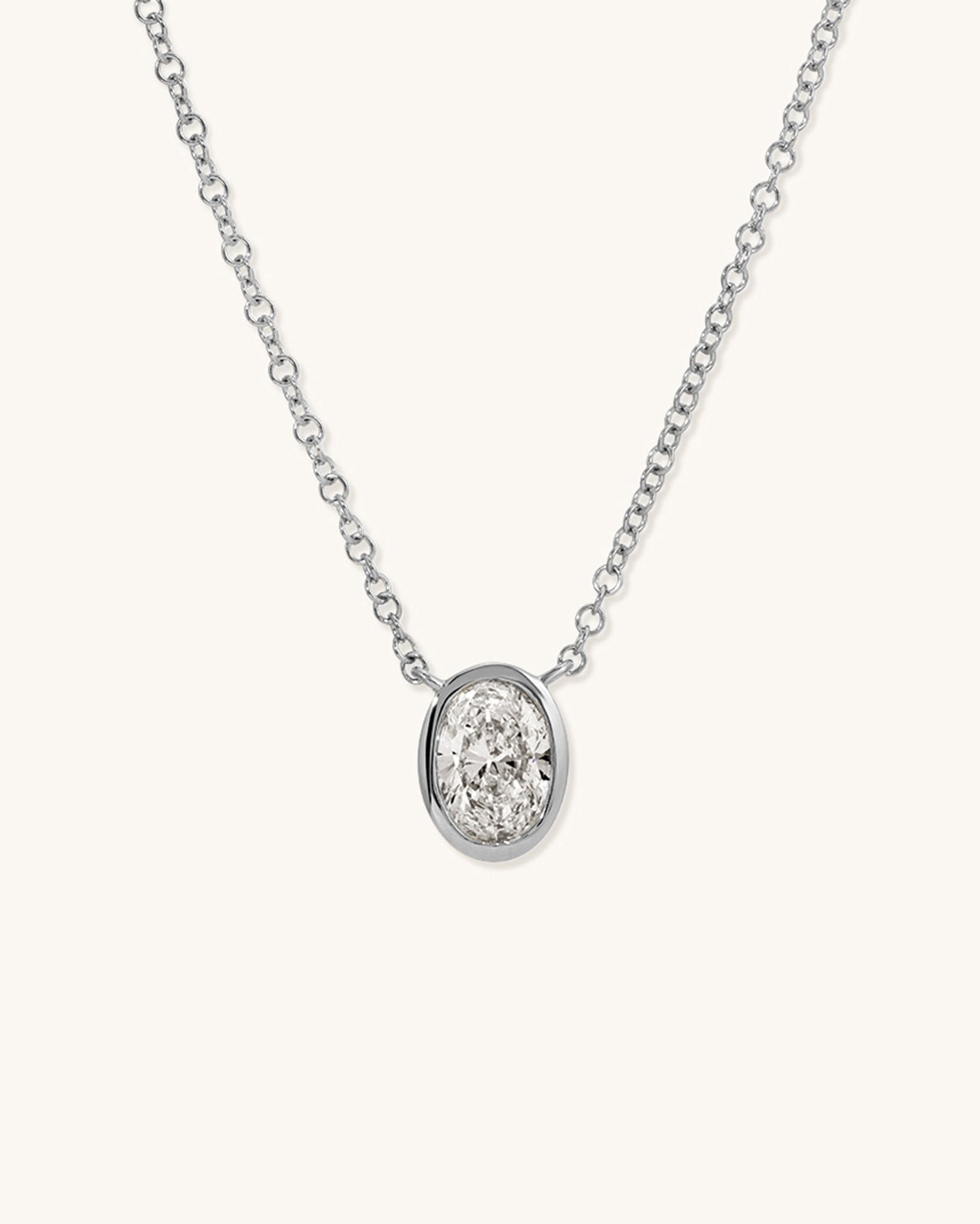 0.53ct Oval Diamond Bezel Solitaire Necklace - Sparkle Society