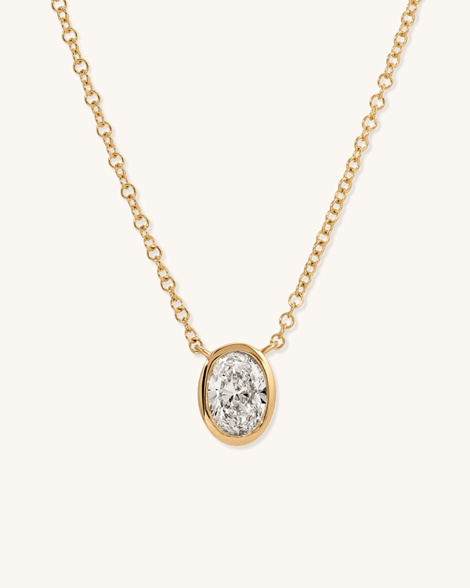 0.53ct Oval Diamond Bezel Solitaire Necklace - Sparkle Society