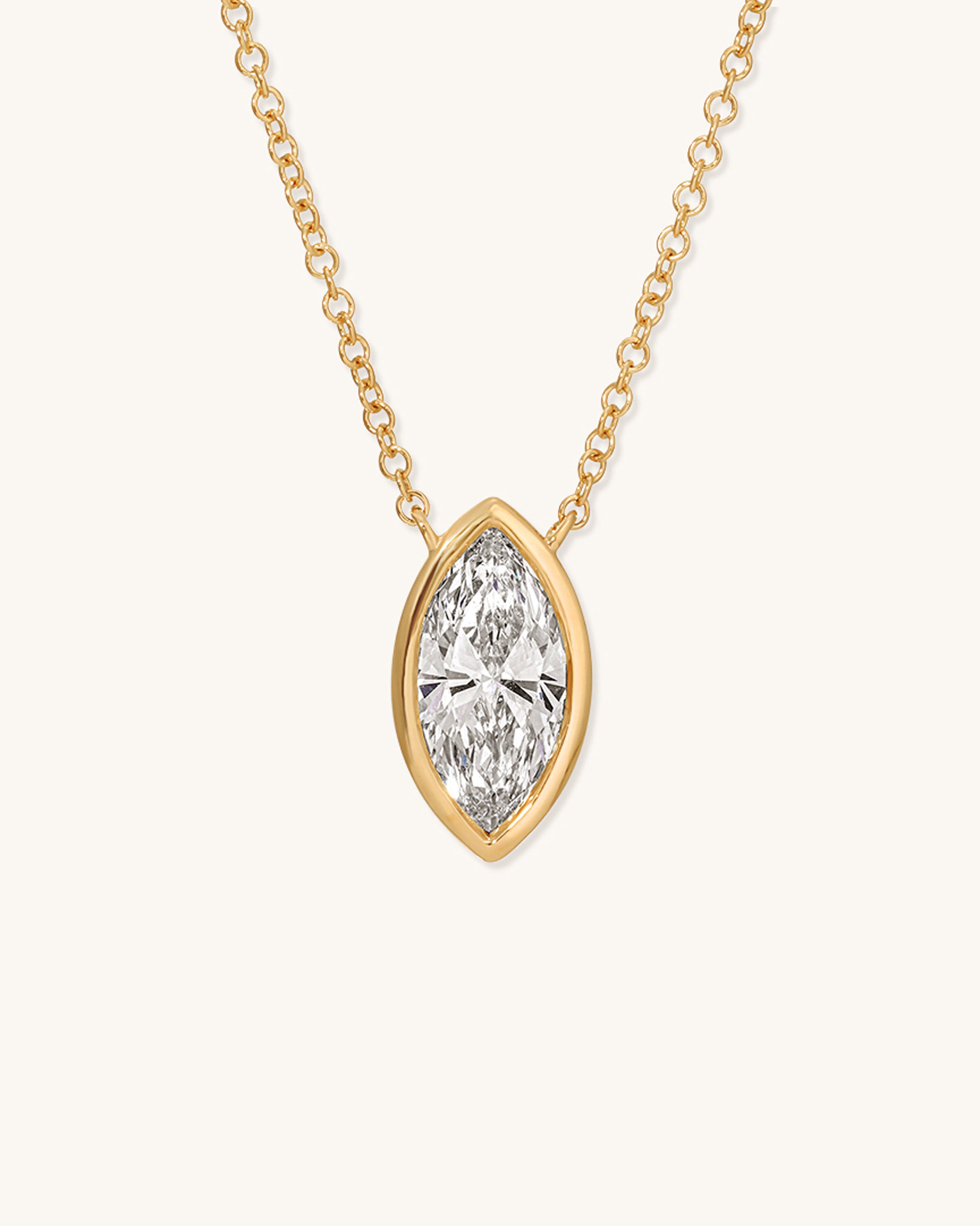 1.03ct Marquise Diamond Bezel Solitaire Necklace - Sparkle Society