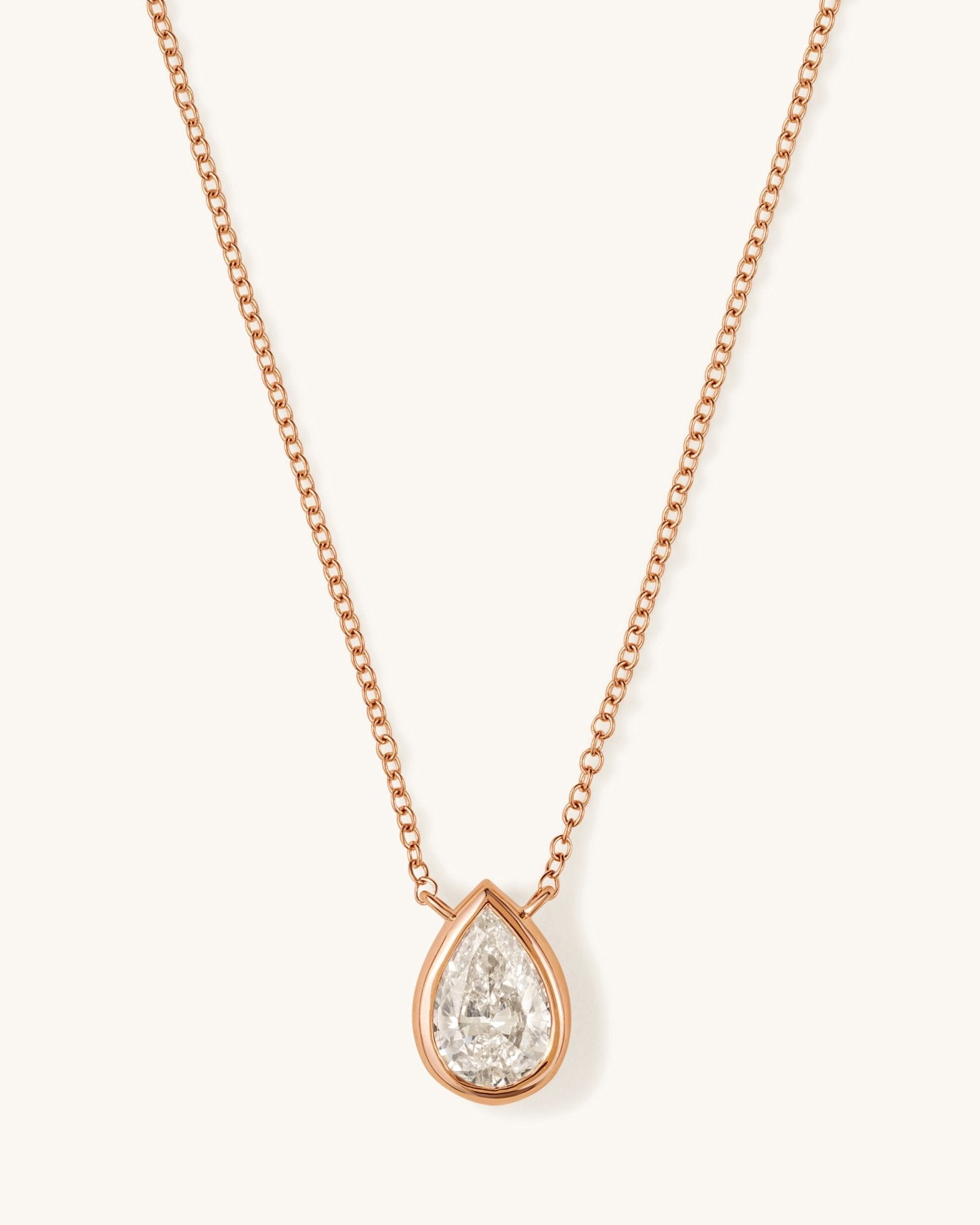 1.01ct Pear Diamond Bezel Solitaire Necklace - Sparkle Society