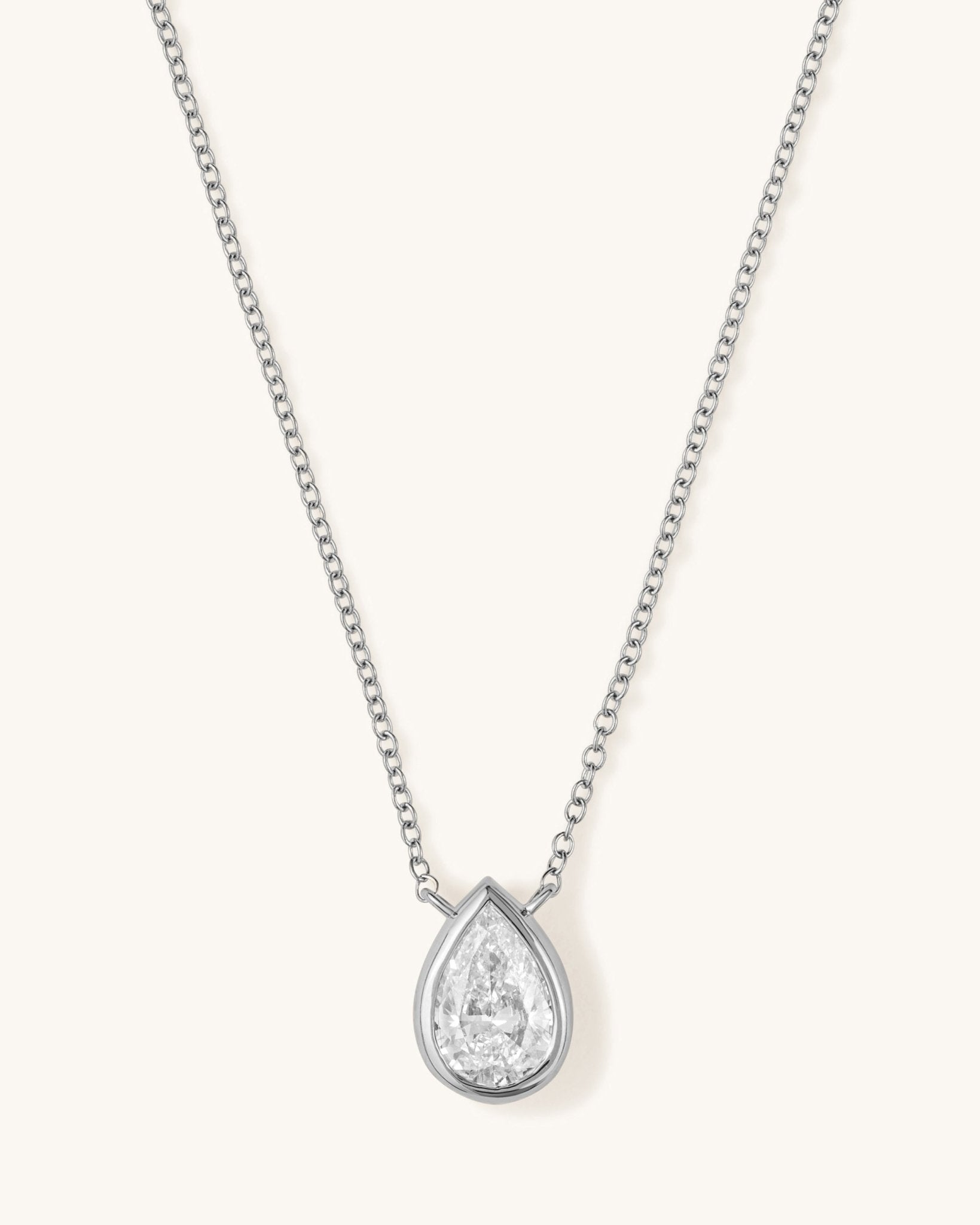 1.01ct Pear Diamond Bezel Solitaire Necklace - Sparkle Society