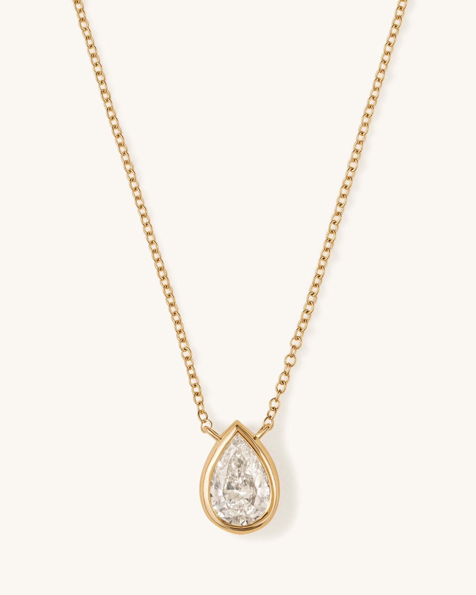1.01ct Pear Diamond Bezel Solitaire Necklace - Sparkle Society