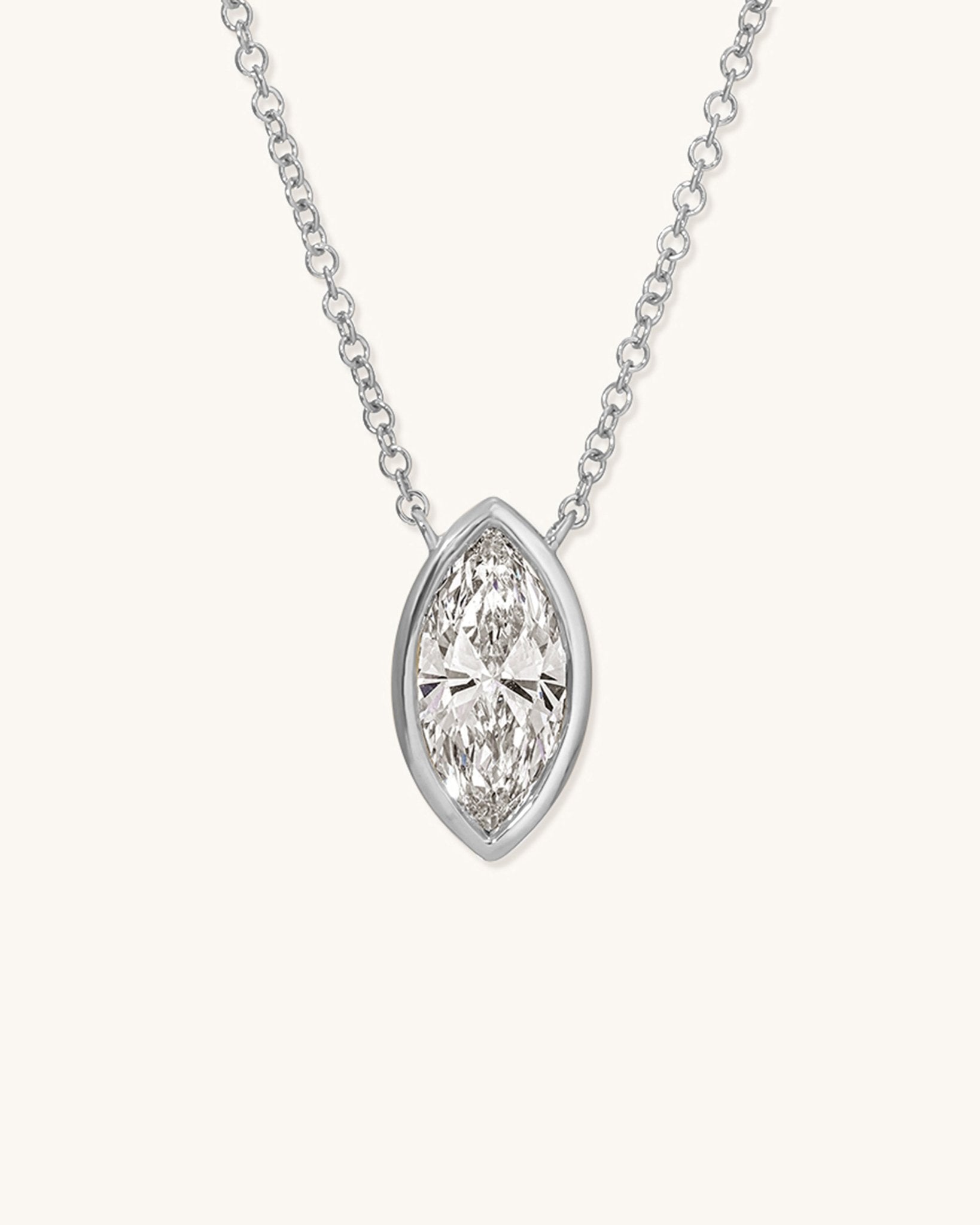 1.03ct Marquise Diamond Bezel Solitaire Necklace - Sparkle Society