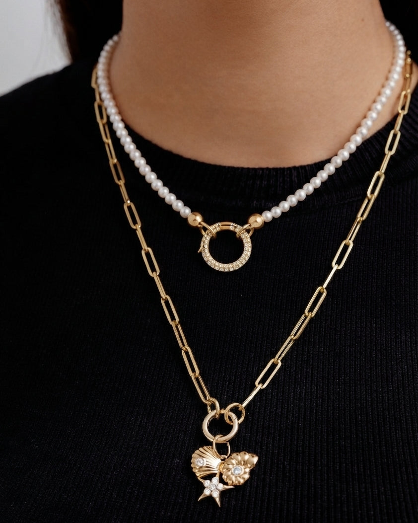 12mm Diamond Connector Mother Of Pearl Split Chain - Sparkle Society