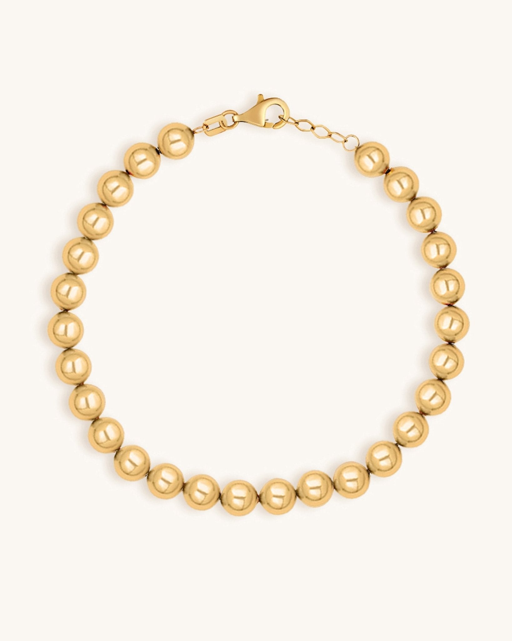 6mm Solid Gold Beaded Bracelet - Sparkle Society