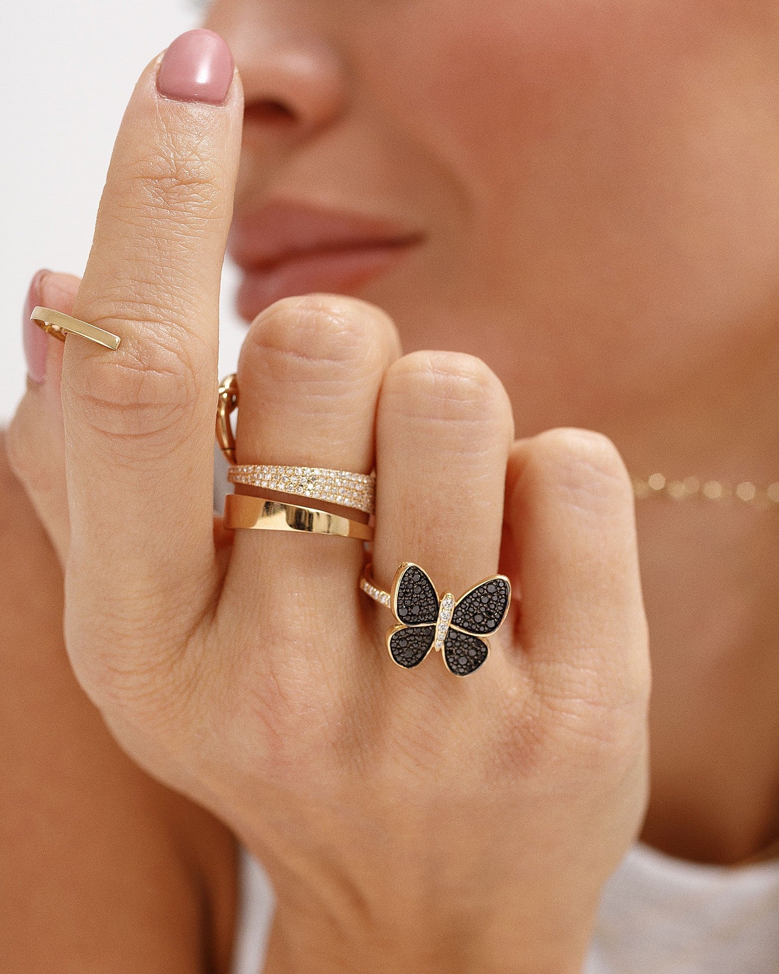 Black Diamond Butterfly Ring - Sparkle Society