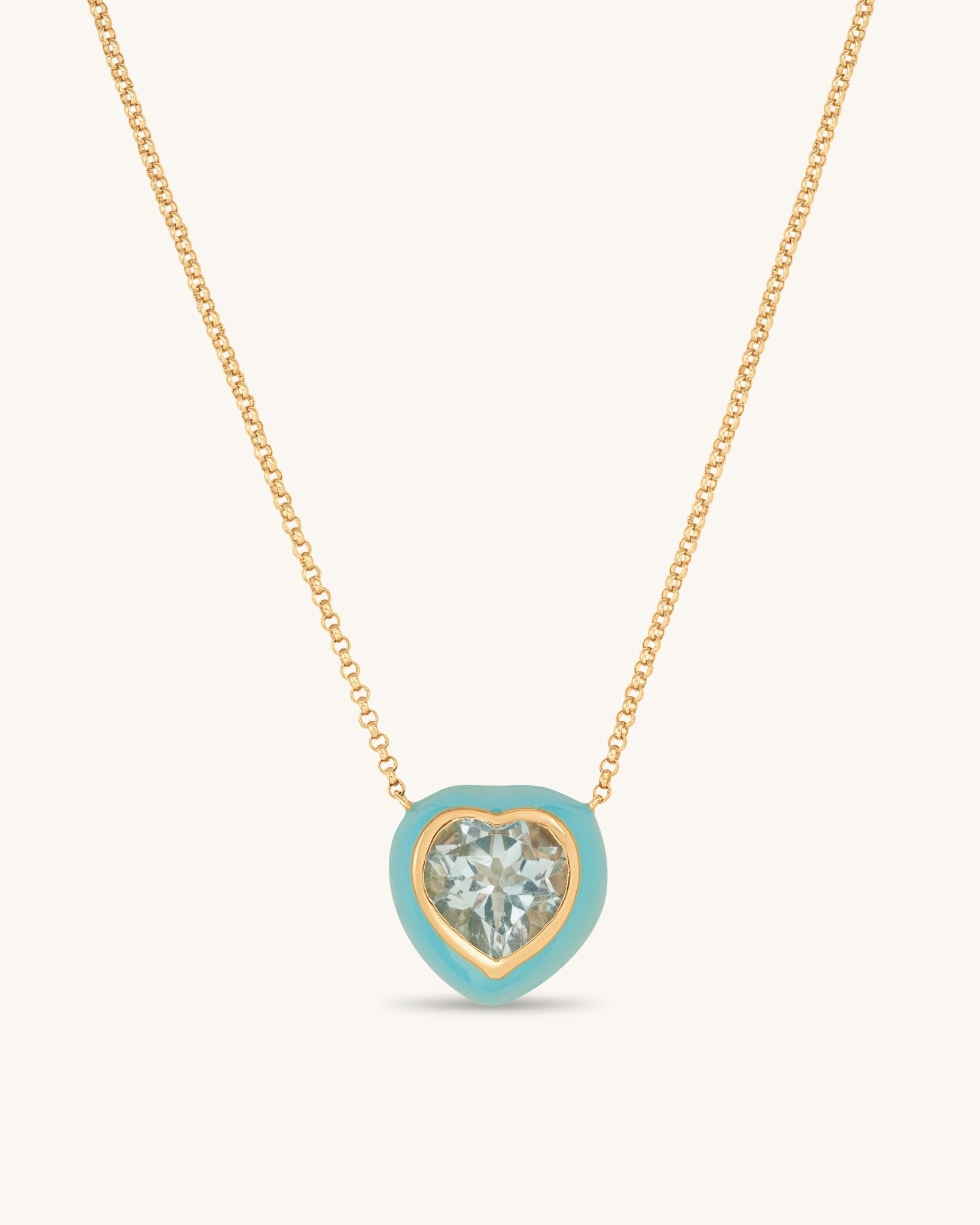 Blue Topaz Enamel Heart Necklace - Sparkle Society