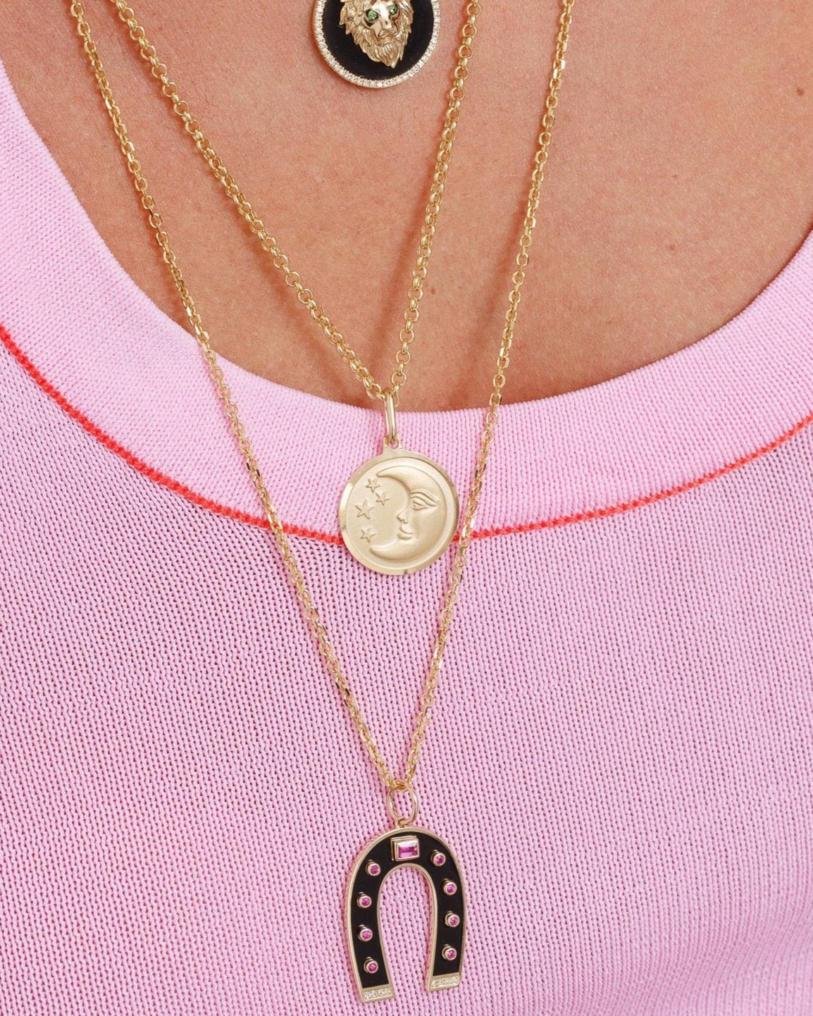 Brushed Gold Crescent Moon Necklace Charm - Sparkle Society