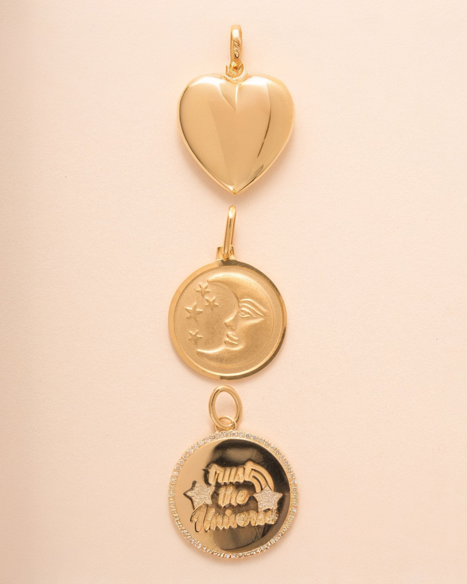 Brushed Gold Crescent Moon Necklace Charm - Sparkle Society