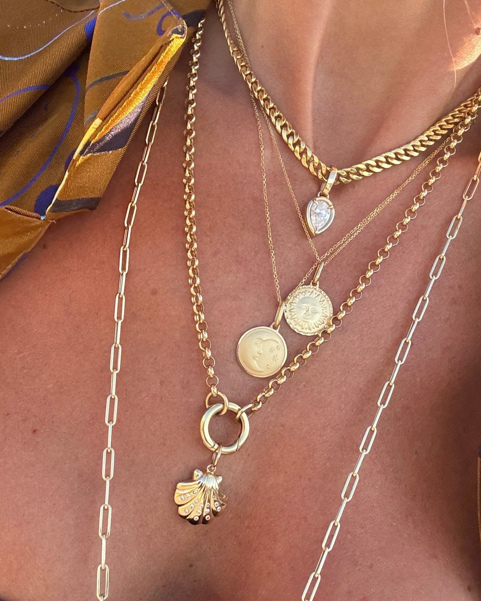 Brushed Gold Radiant Sun Necklace Charm - Sparkle Society