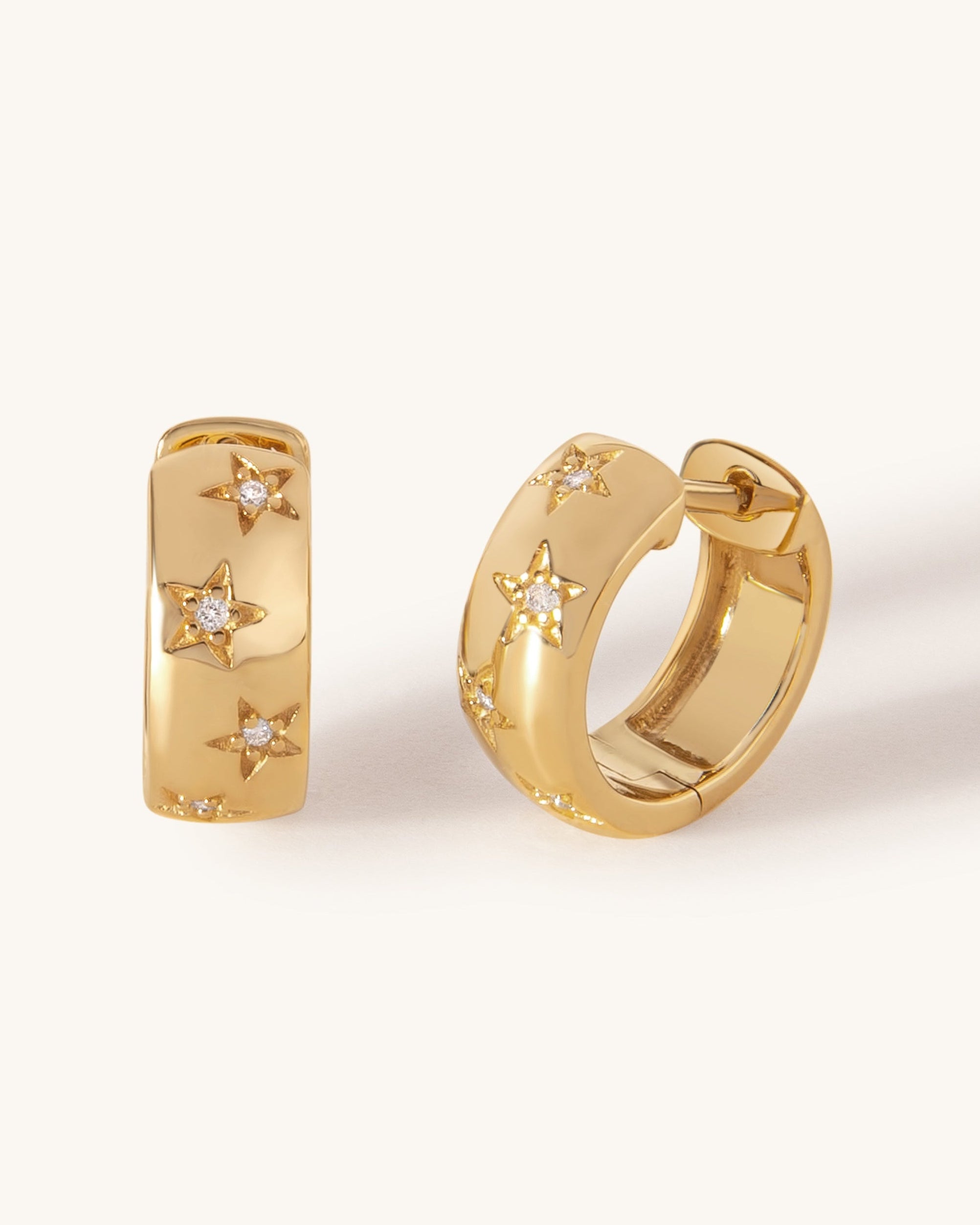 Chunky Diamond Star Gold Huggies - Sparkle Society