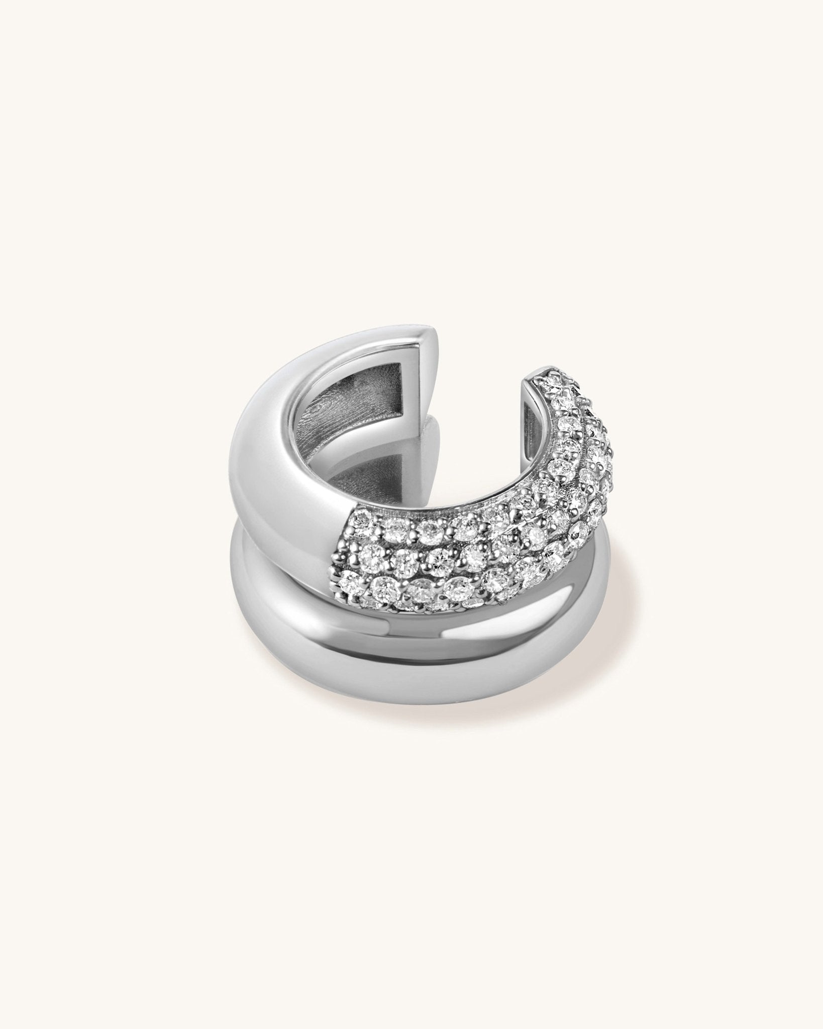 Chunky Double Row Gold and Diamond Ear Cuff - Sparkle Society
