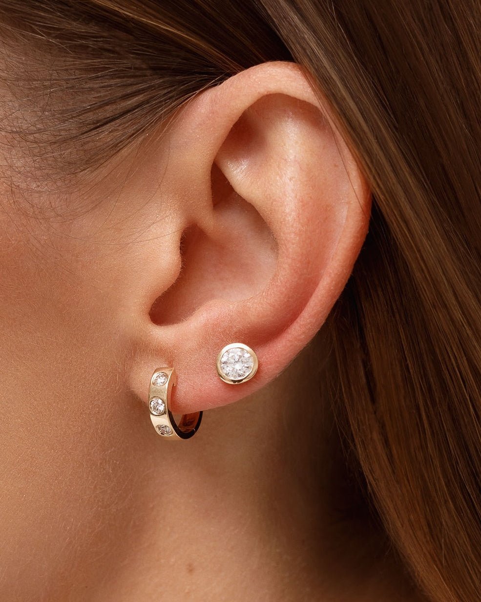 Chunky Gold And Diamond Inlay Huggies - Sparkle Society