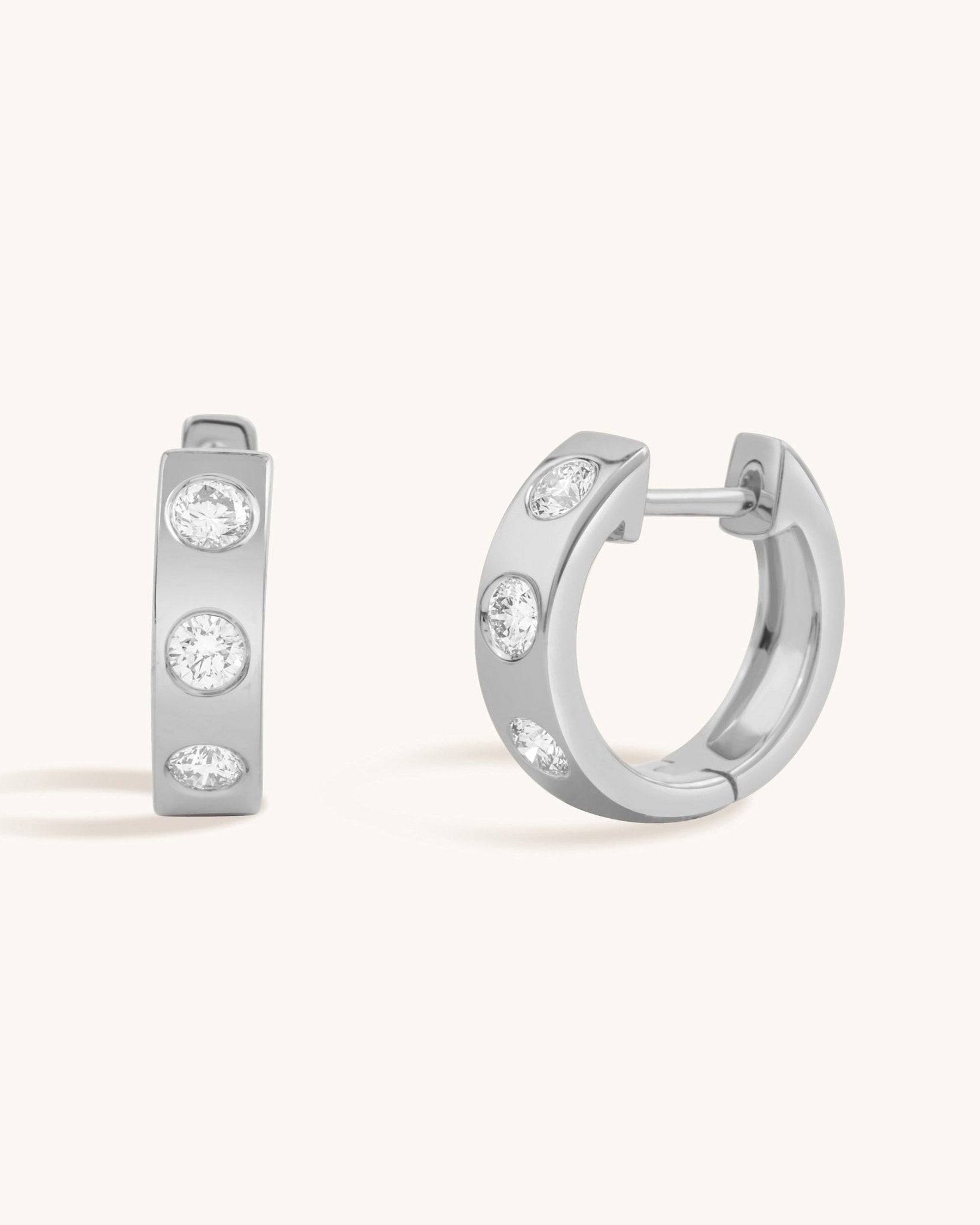Chunky Gold And Diamond Inlay Huggies - Sparkle Society