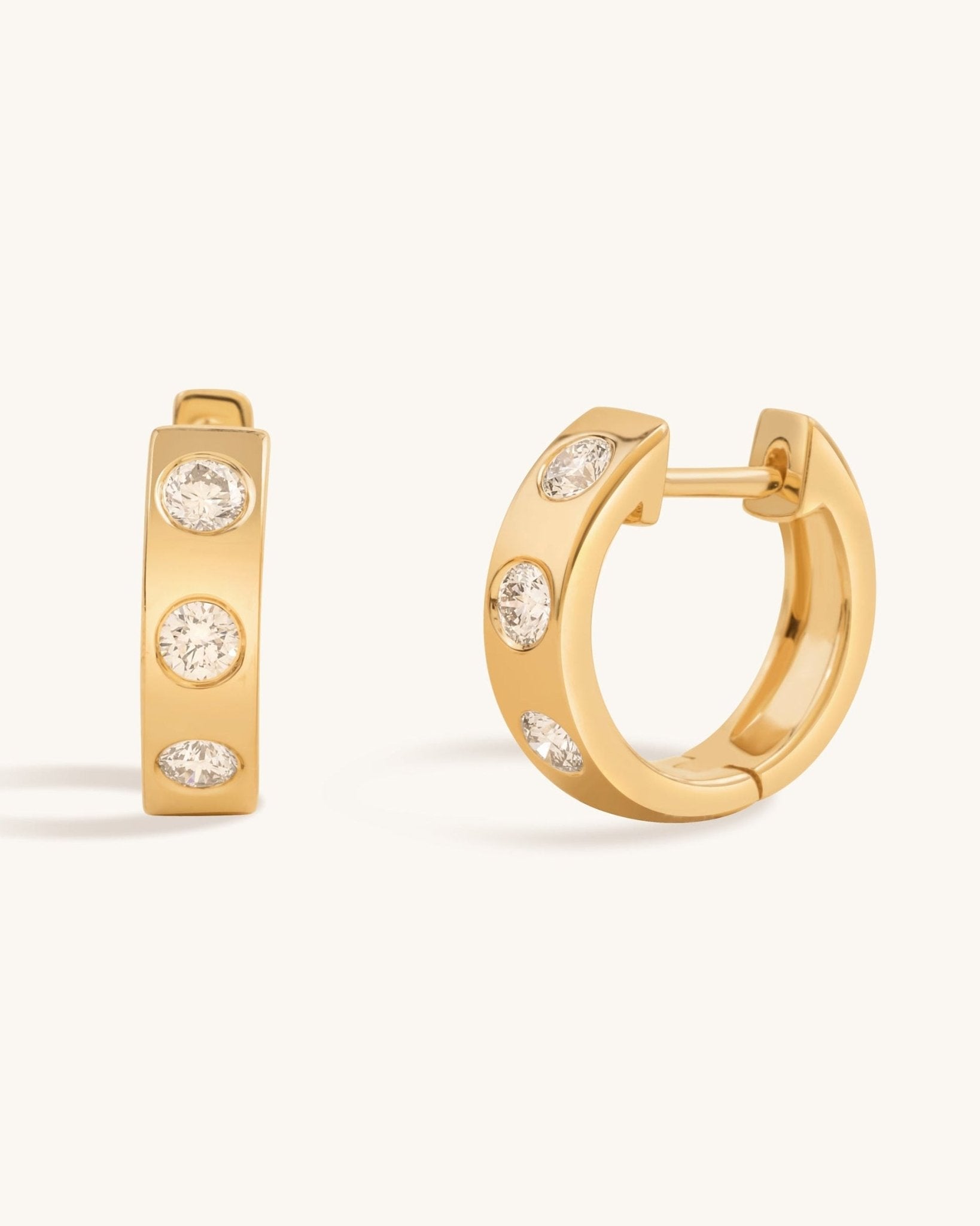 Chunky Gold And Diamond Inlay Huggies - Sparkle Society