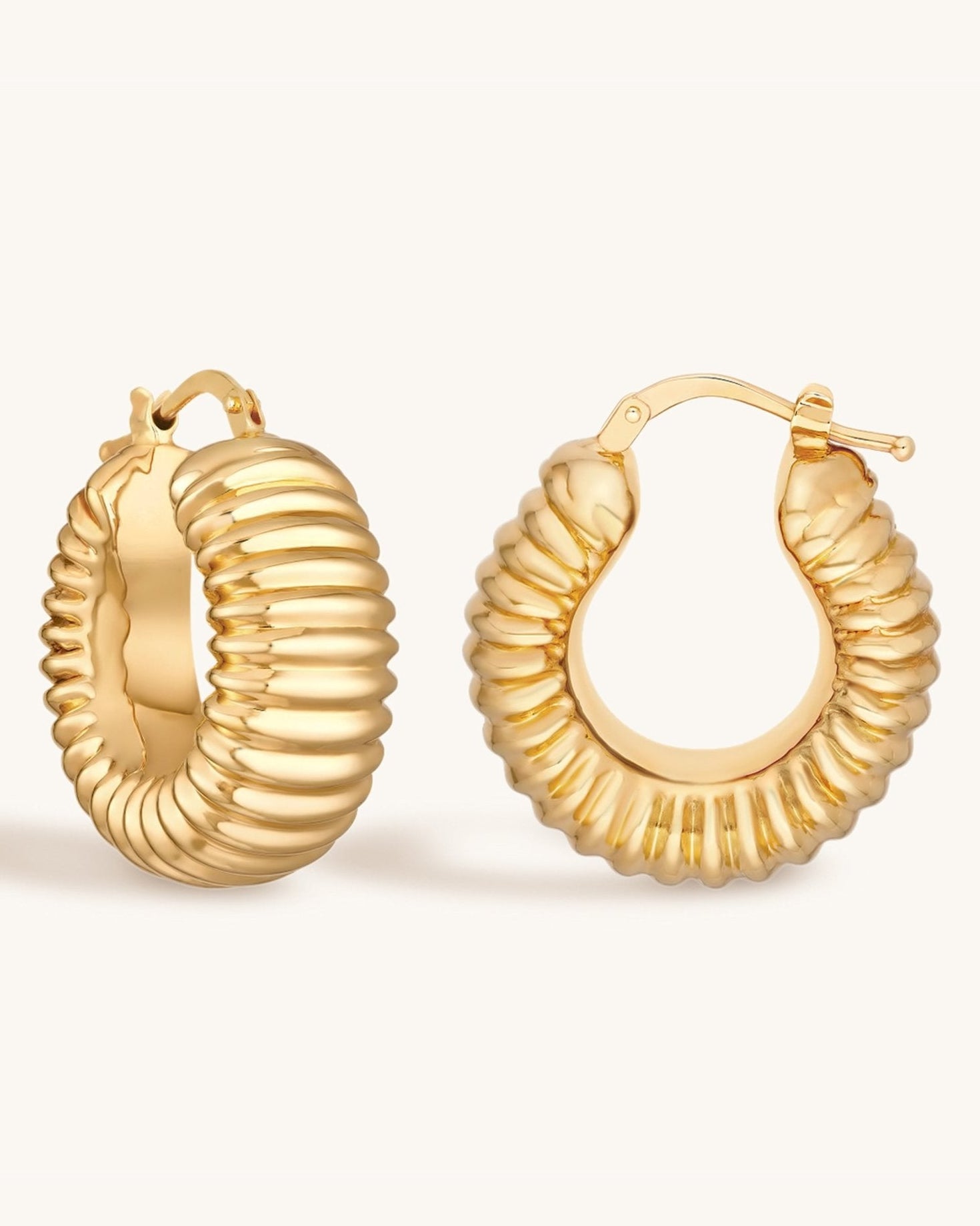 Chunky Gold Ribbed Hoops - Sparkle Society