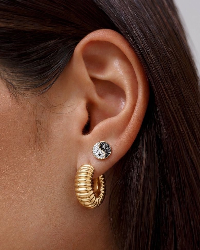 Chunky Gold Ribbed Hoops - Sparkle Society