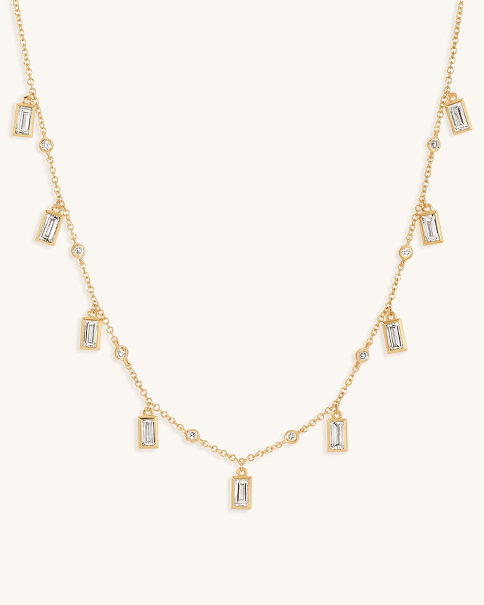 Dangling Multi Emerald Diamond Bezel Necklace - Sparkle Society