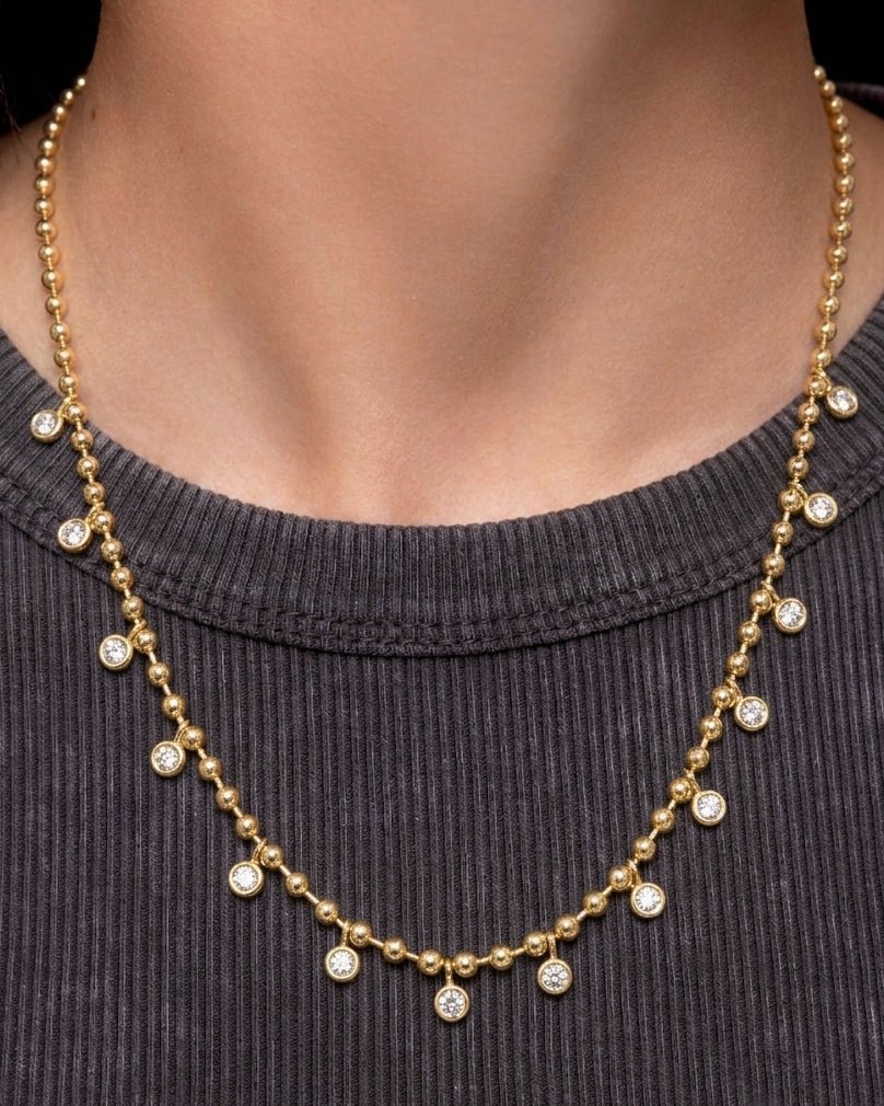 Dangling Multi Round Diamond Bezel Necklace - Sparkle Society