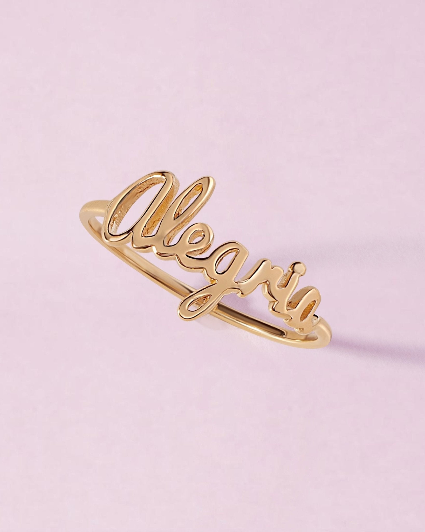 Delicate Gold Wire Name Ring - Sparkle Society