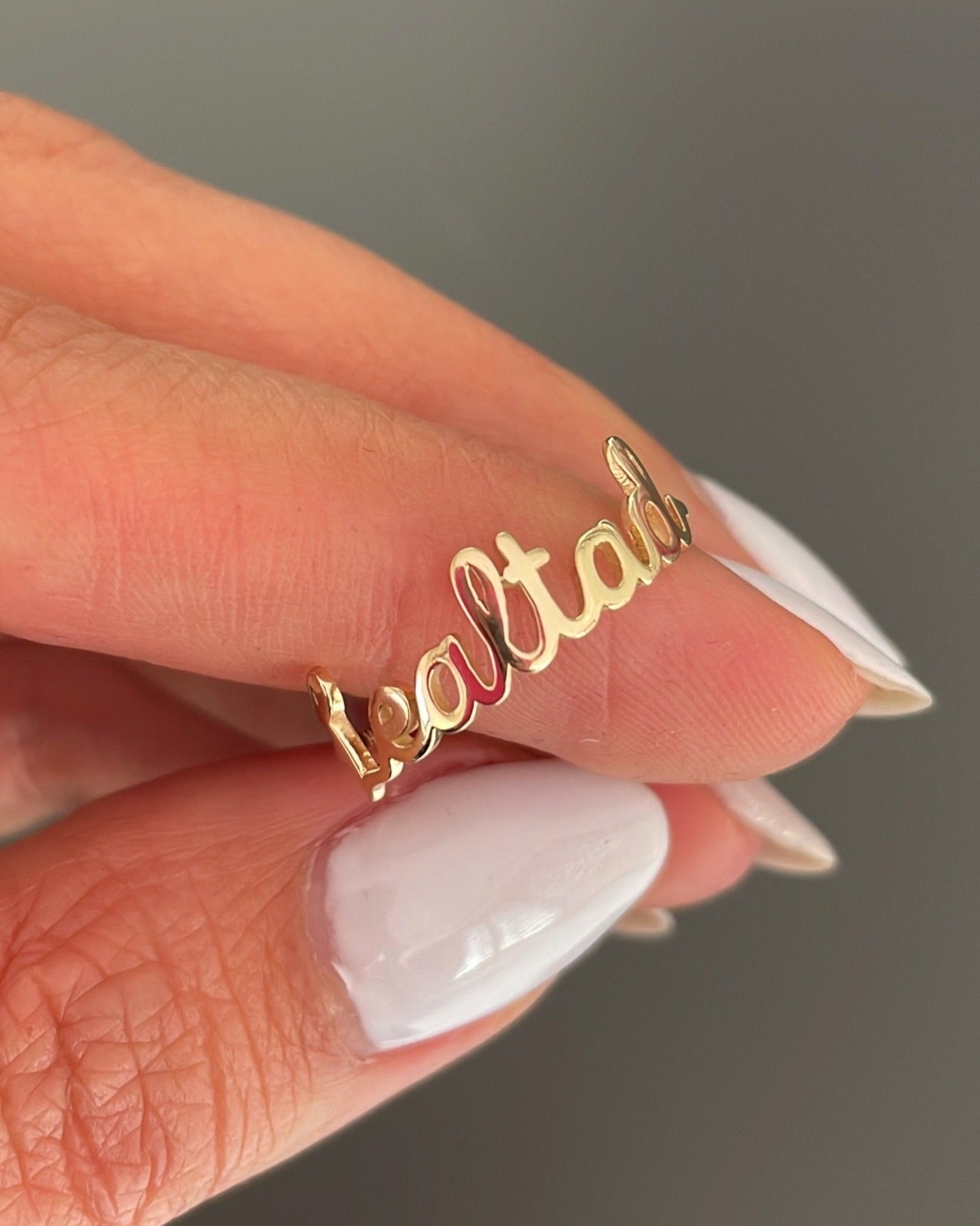 Delicate Gold Wire Name Ring - Sparkle Society