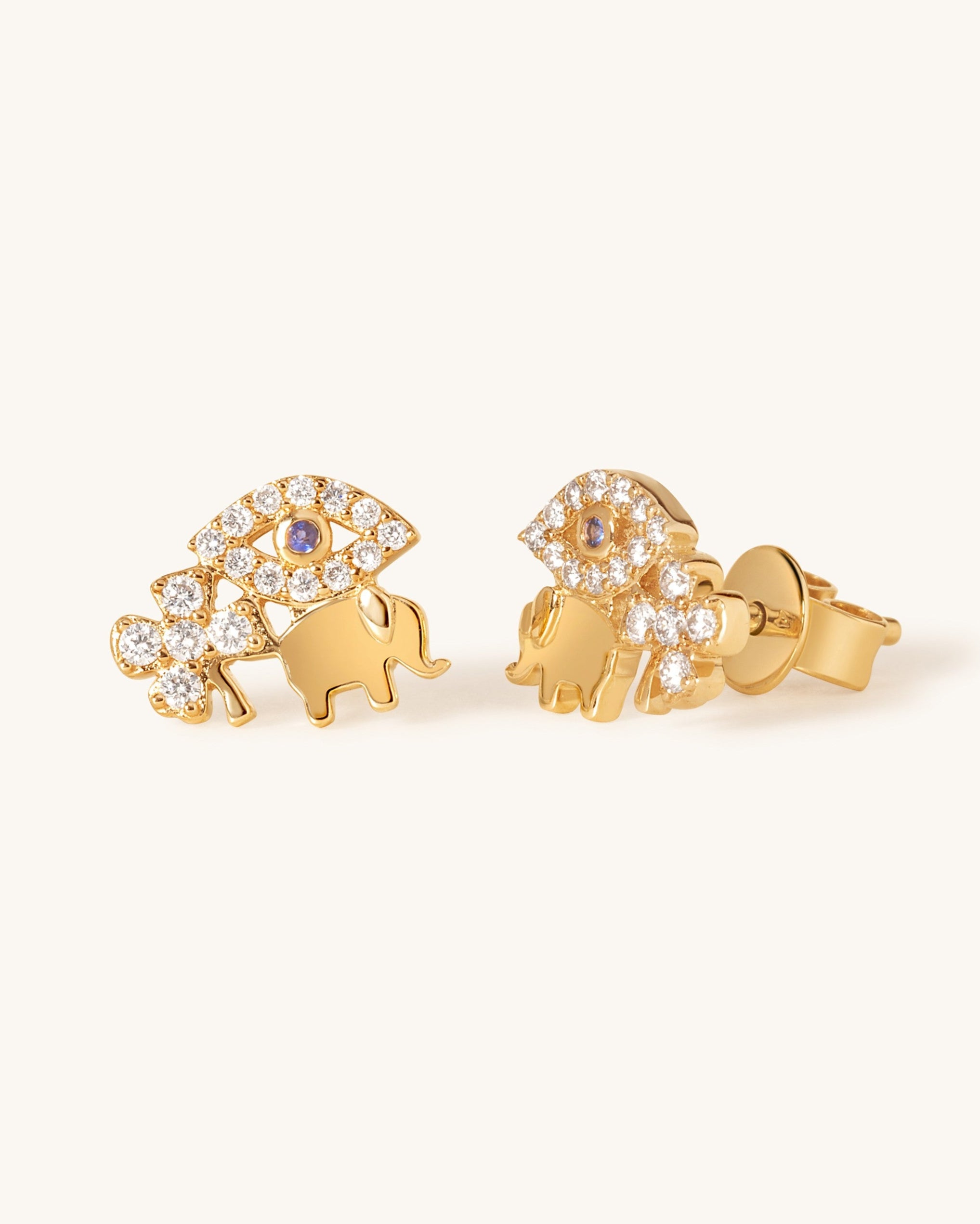 Diamond And Gold Protection Studs - Sparkle Society