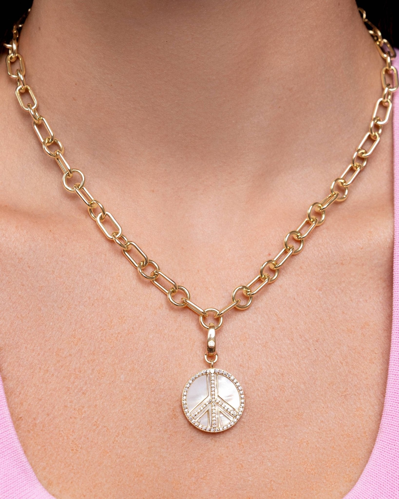 Diamond and Mother Of Pearl Peace Charm - Sparkle Society