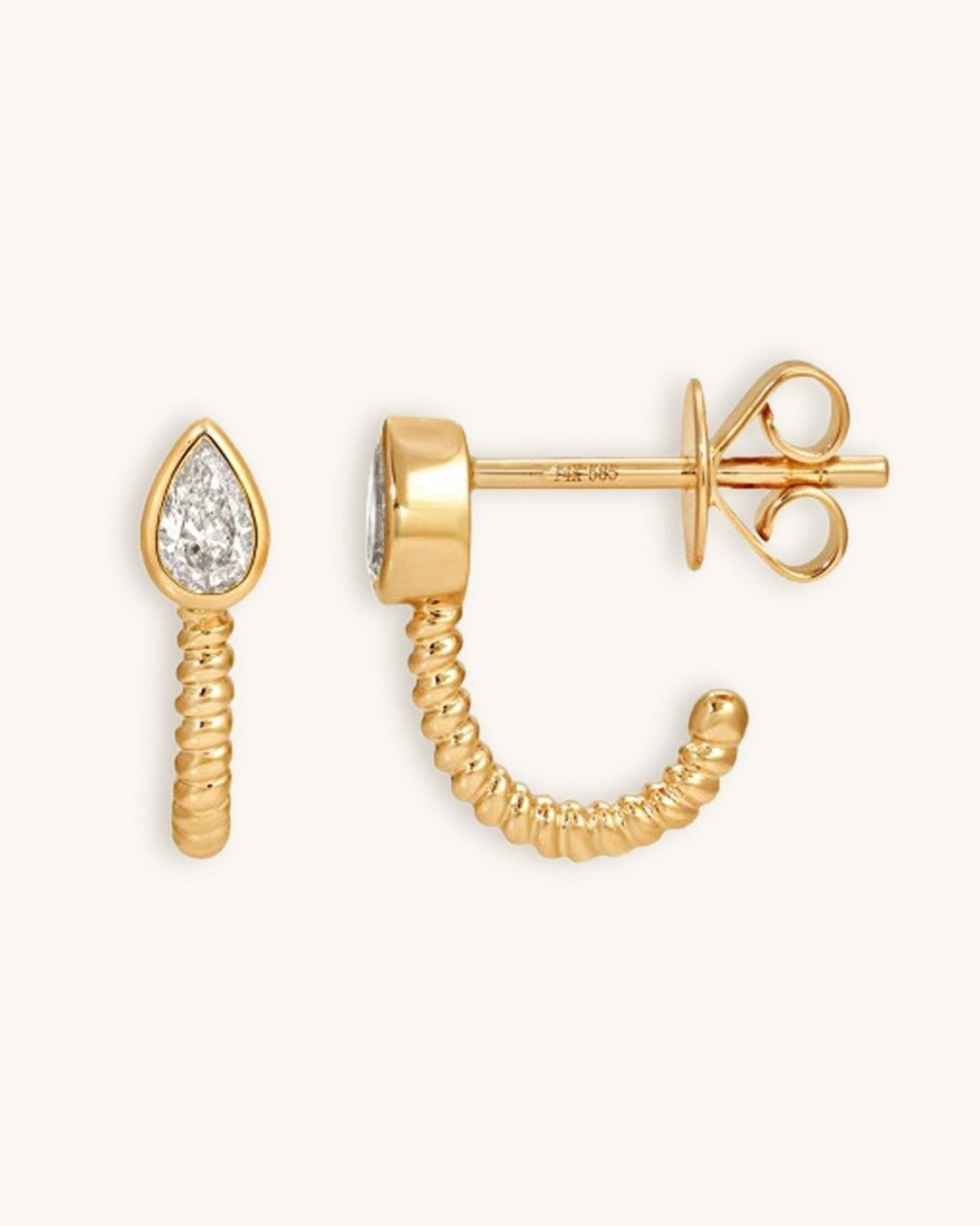 Diamond Bezel Croissant J - Earrings - Sparkle Society