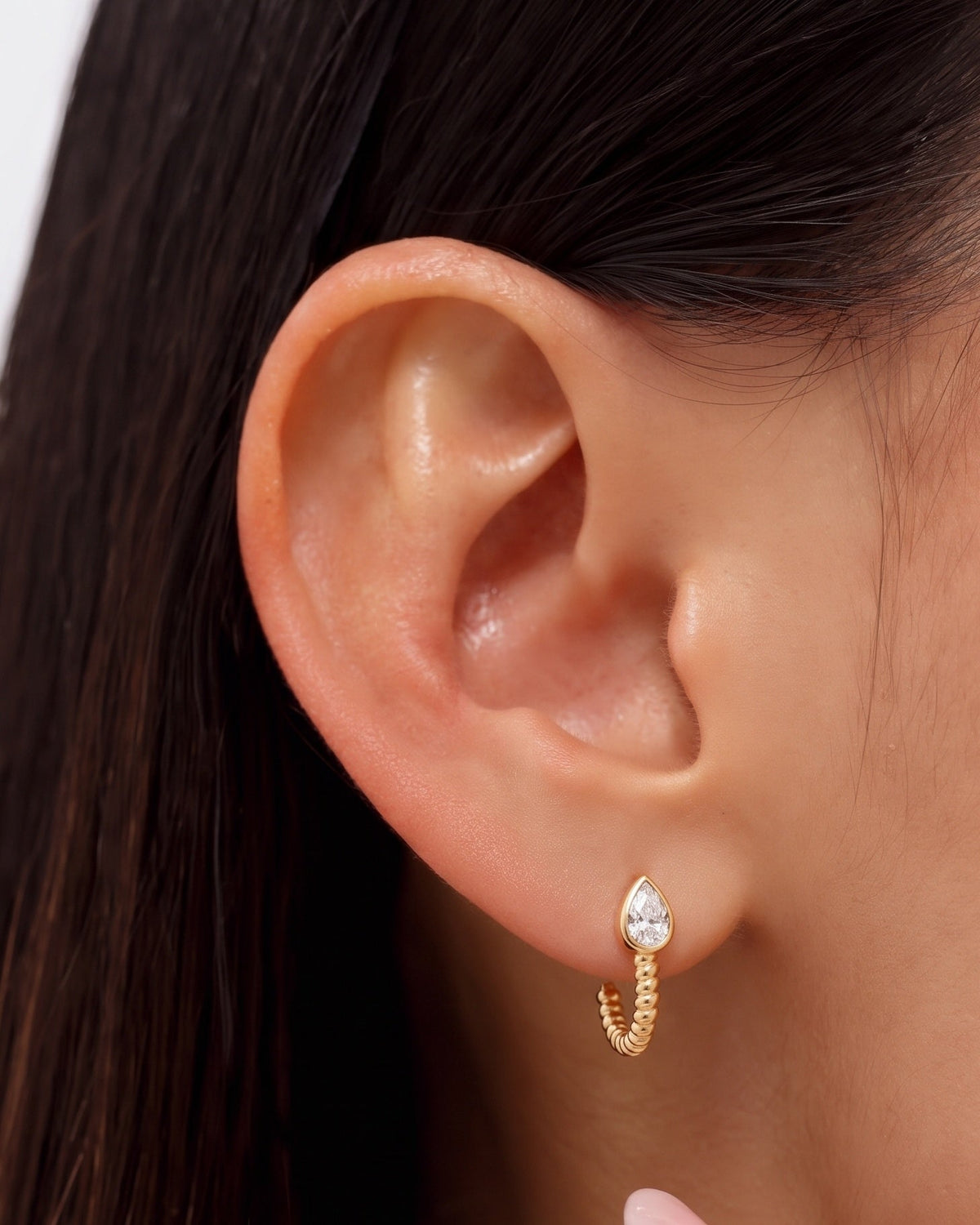 Diamond Bezel Croissant J-Earrings - Sparkle Society