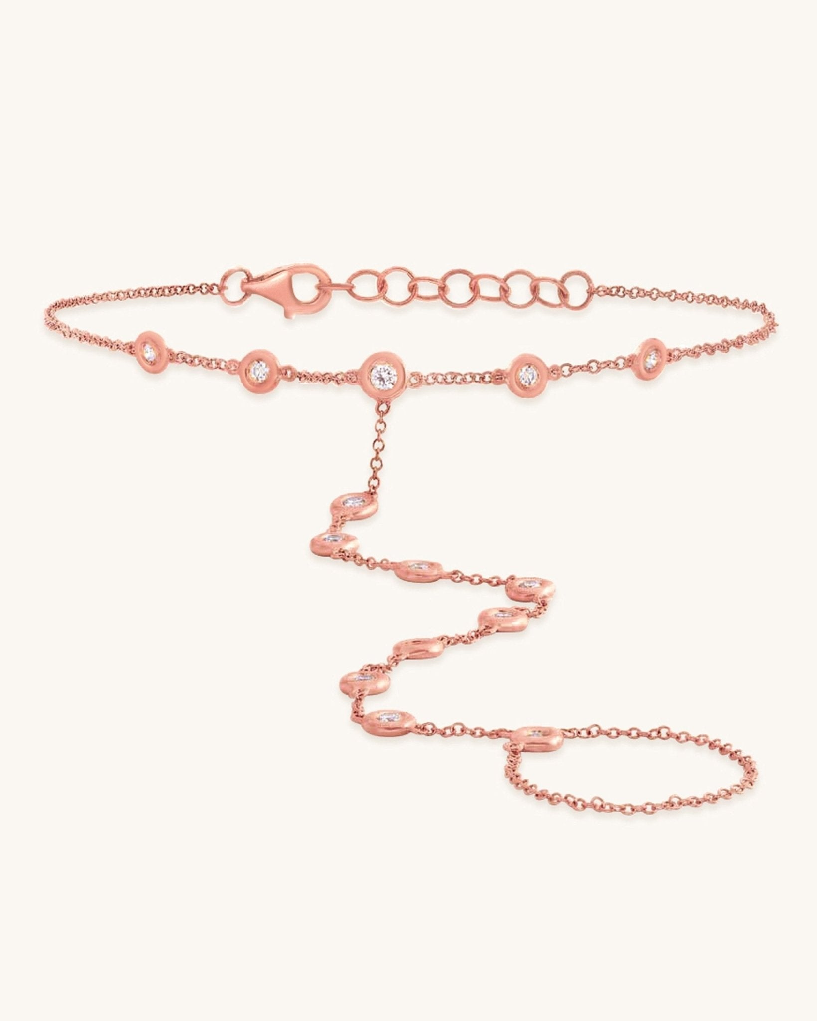 Diamond Bezel Hand Chain Bracelet - Sparkle Society