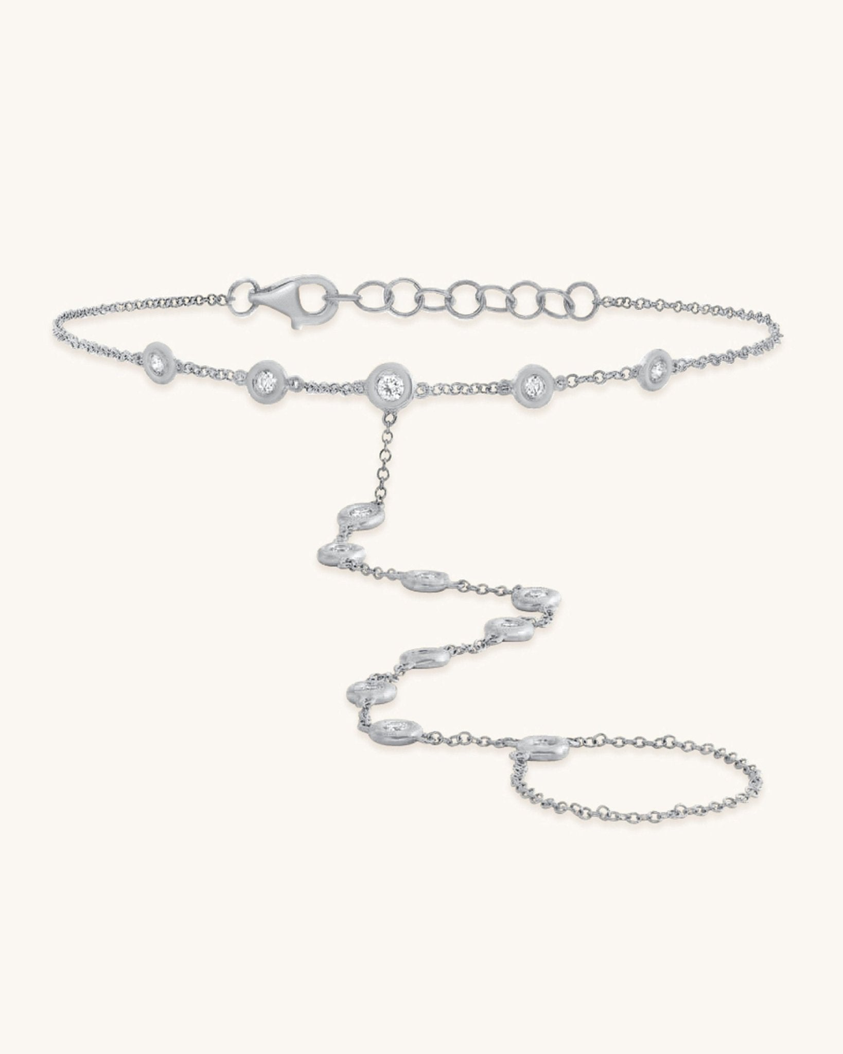 Diamond Bezel Hand Chain Bracelet - Sparkle Society