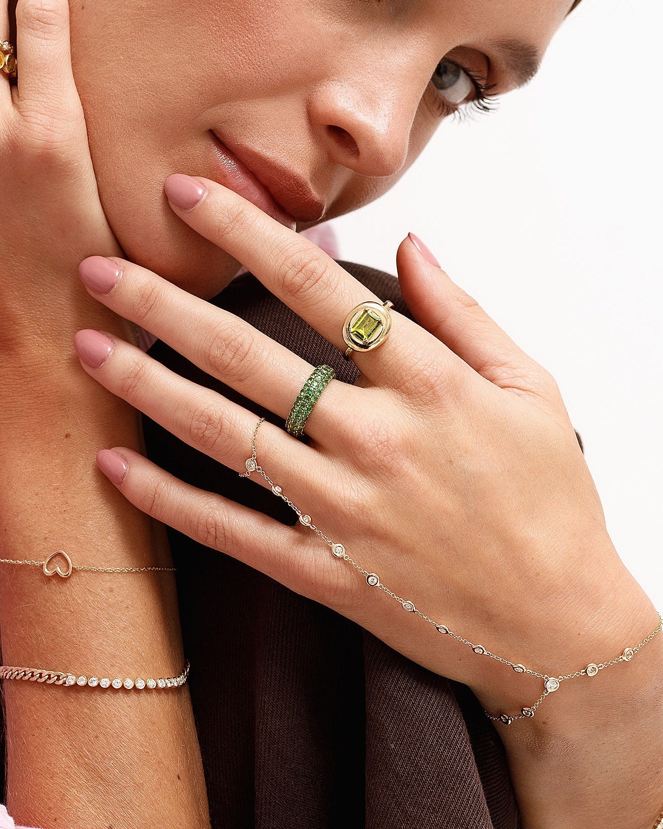 Diamond Bezel Hand Chain Bracelet - Sparkle Society