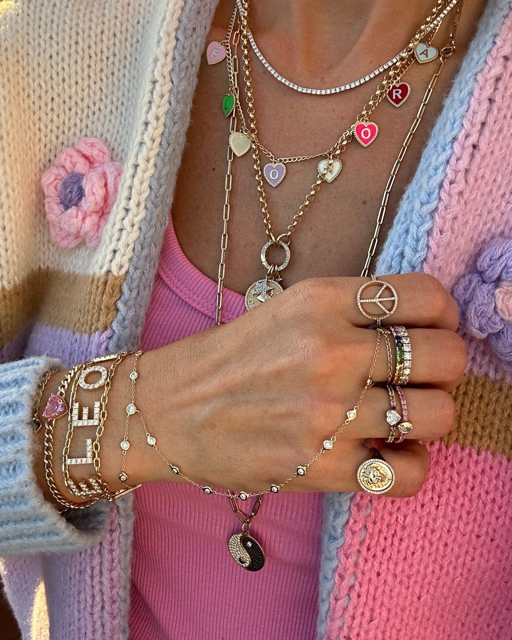 Diamond Bezel Hand Chain Bracelet - Sparkle Society