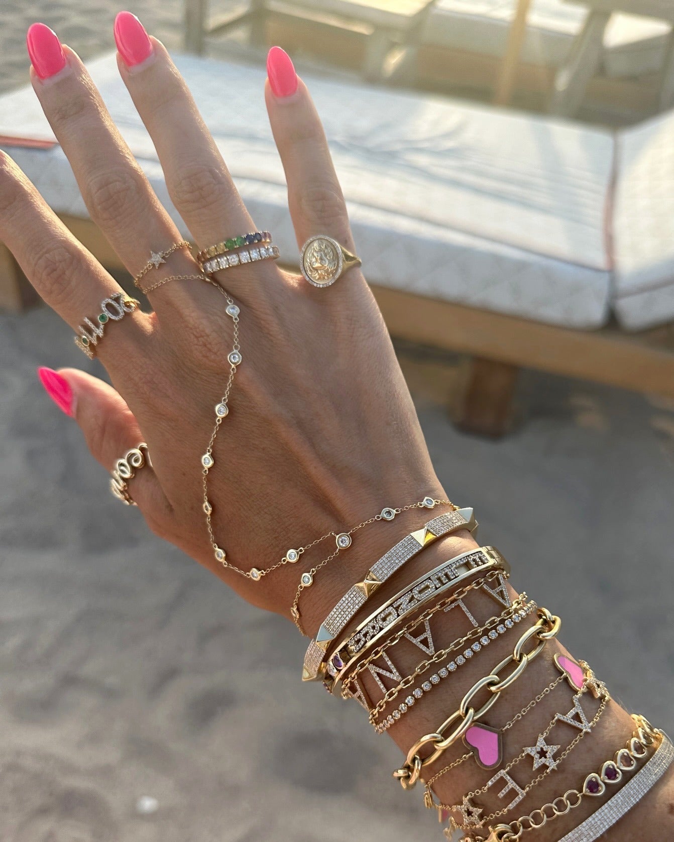 Diamond Bezel Hand Chain Bracelet - Sparkle Society