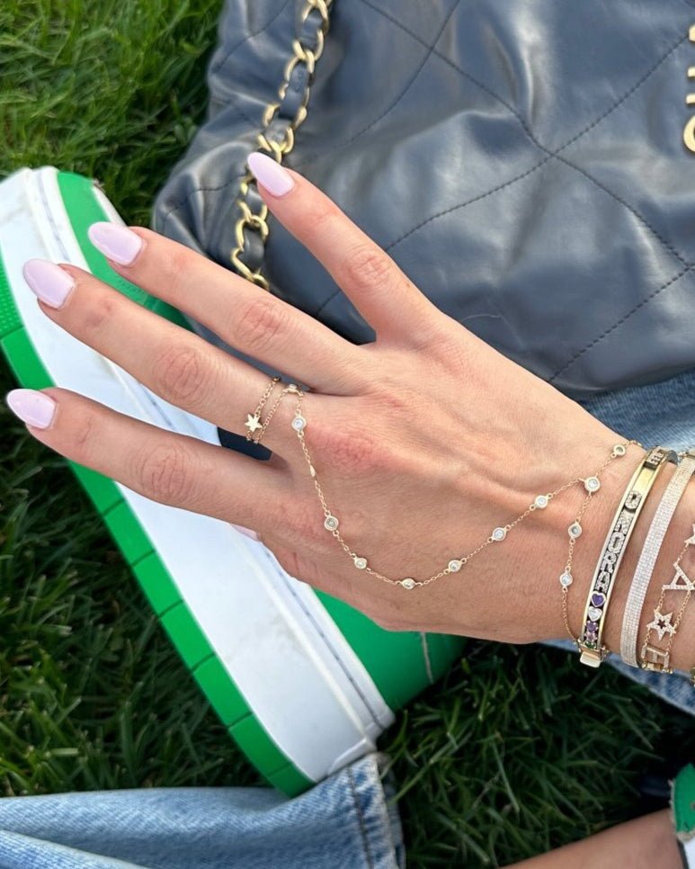 Diamond Bezel Hand Chain Bracelet - Sparkle Society