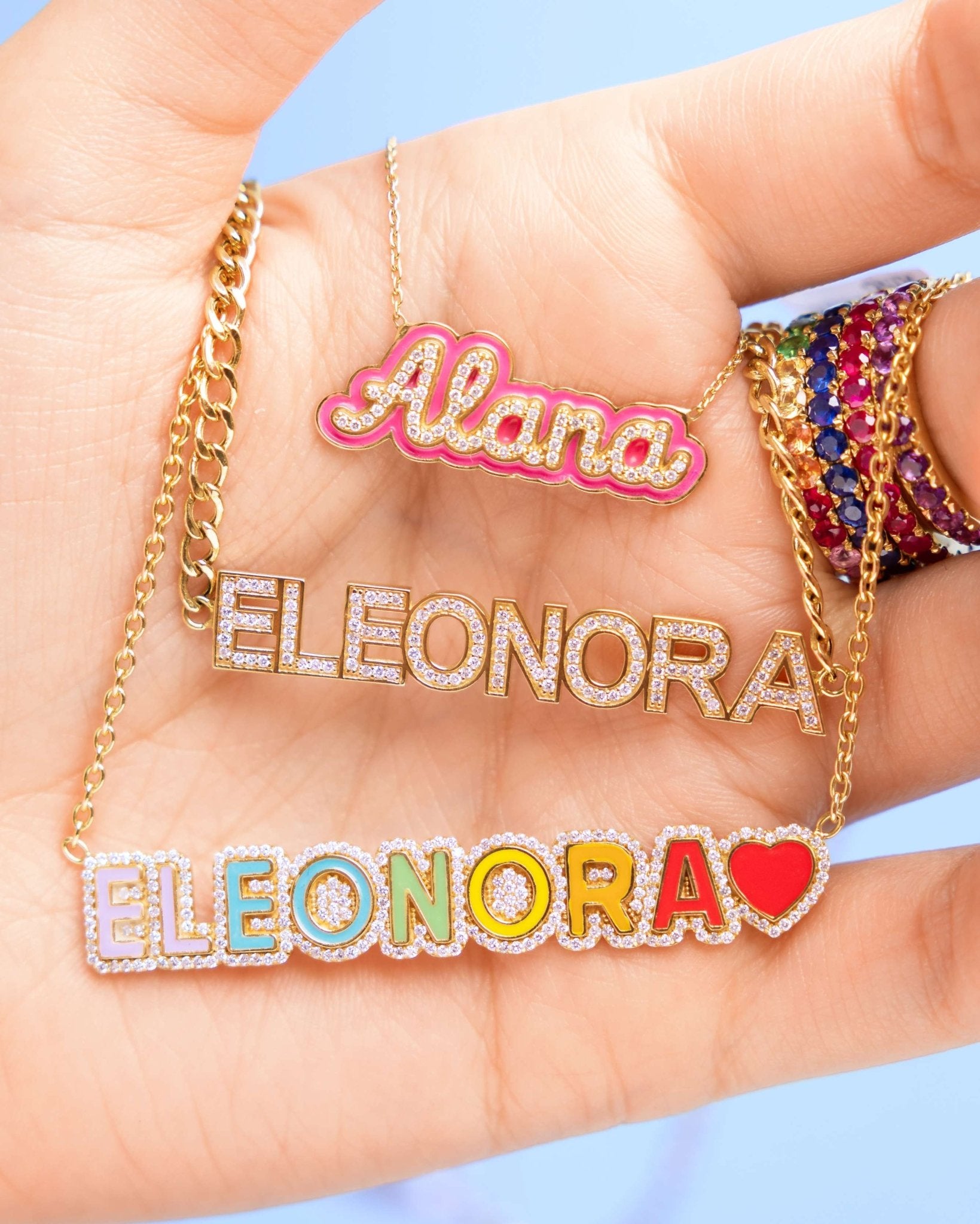 Diamond Bold Name On Curb Chain Necklace - Sparkle Society
