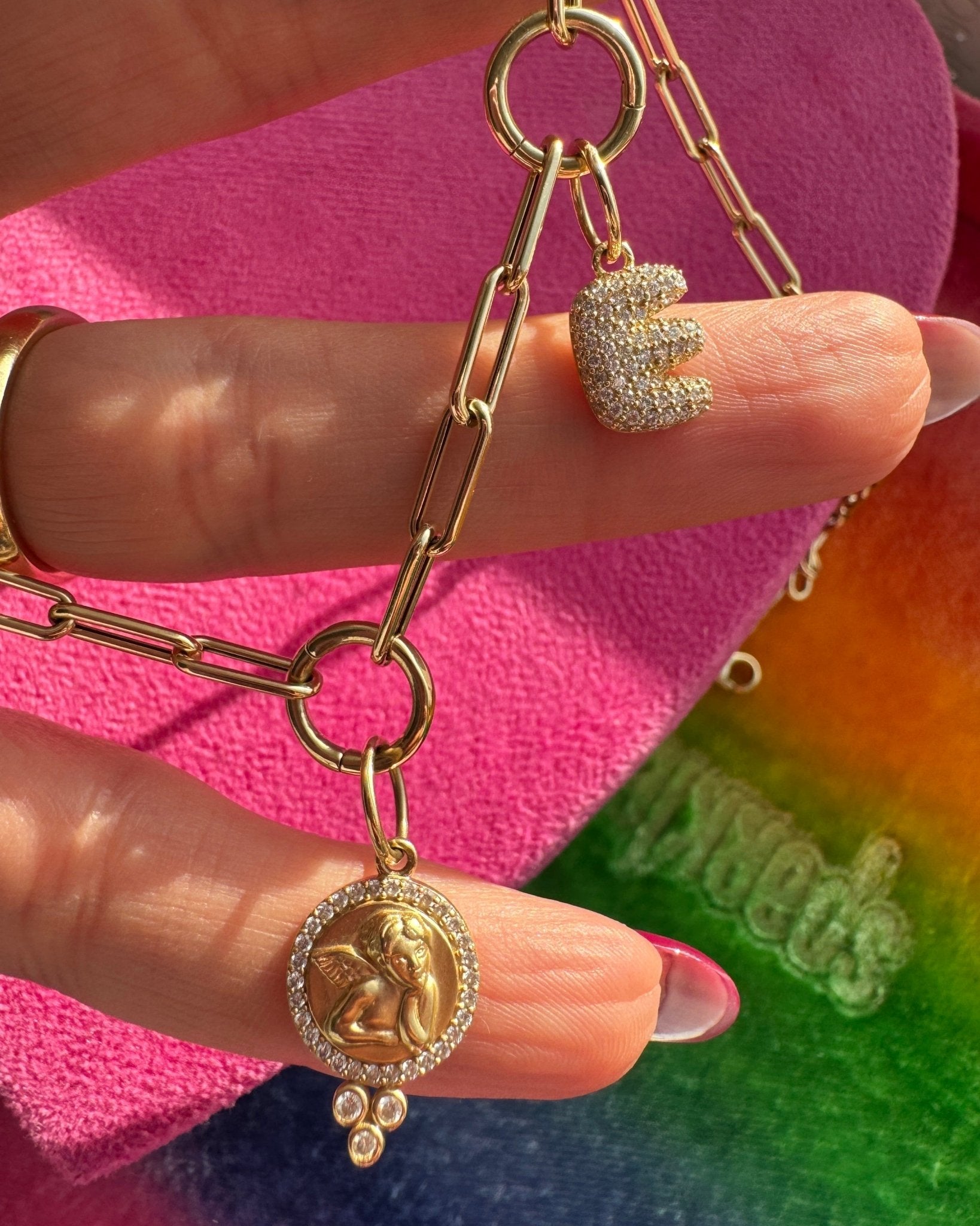 Diamond Bubble Font Initial Charm - Sparkle Society