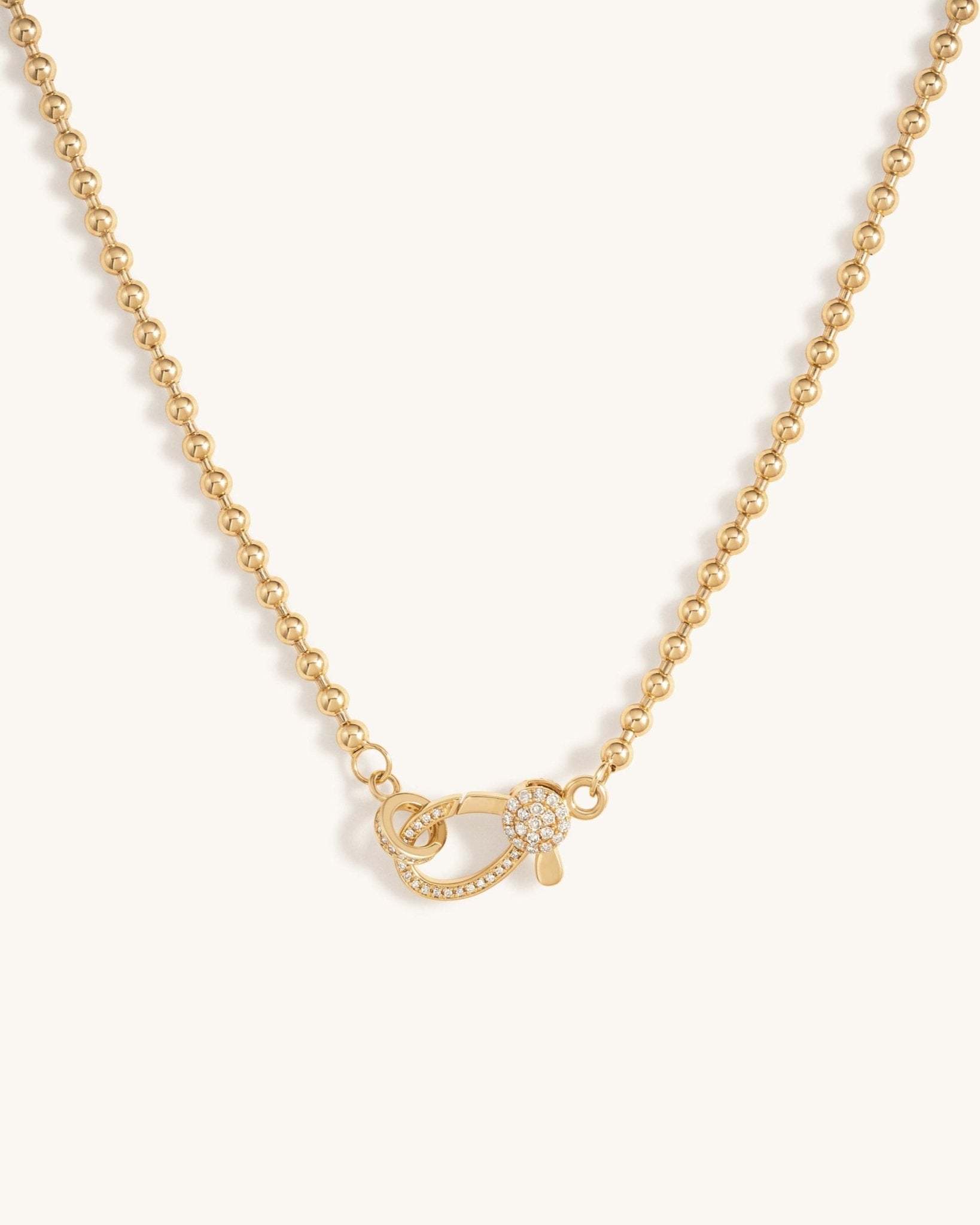 Diamond Clasp Gold Beaded Chain Necklace - Sparkle Society