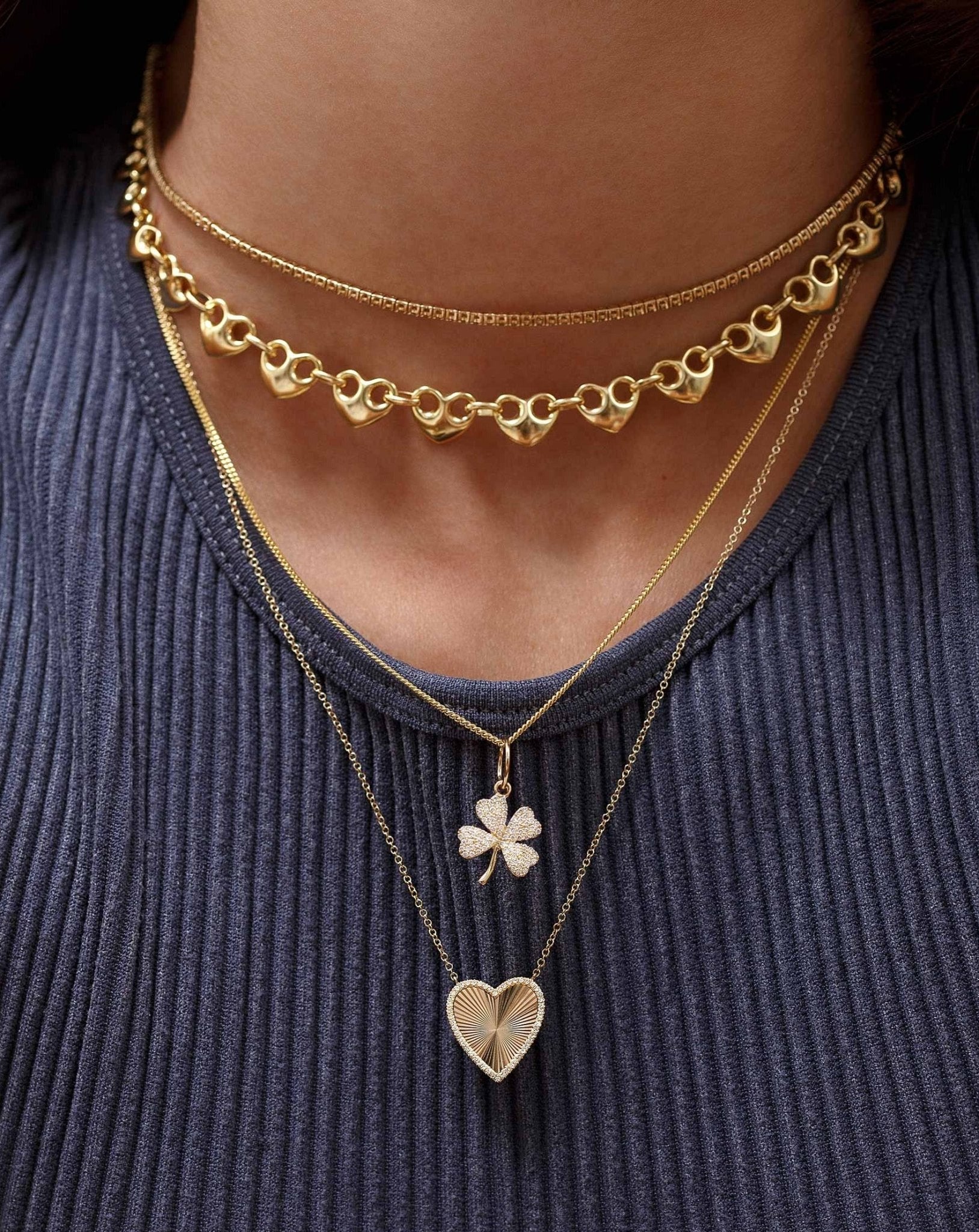 Diamond Clover Necklace Charm - Sparkle Society