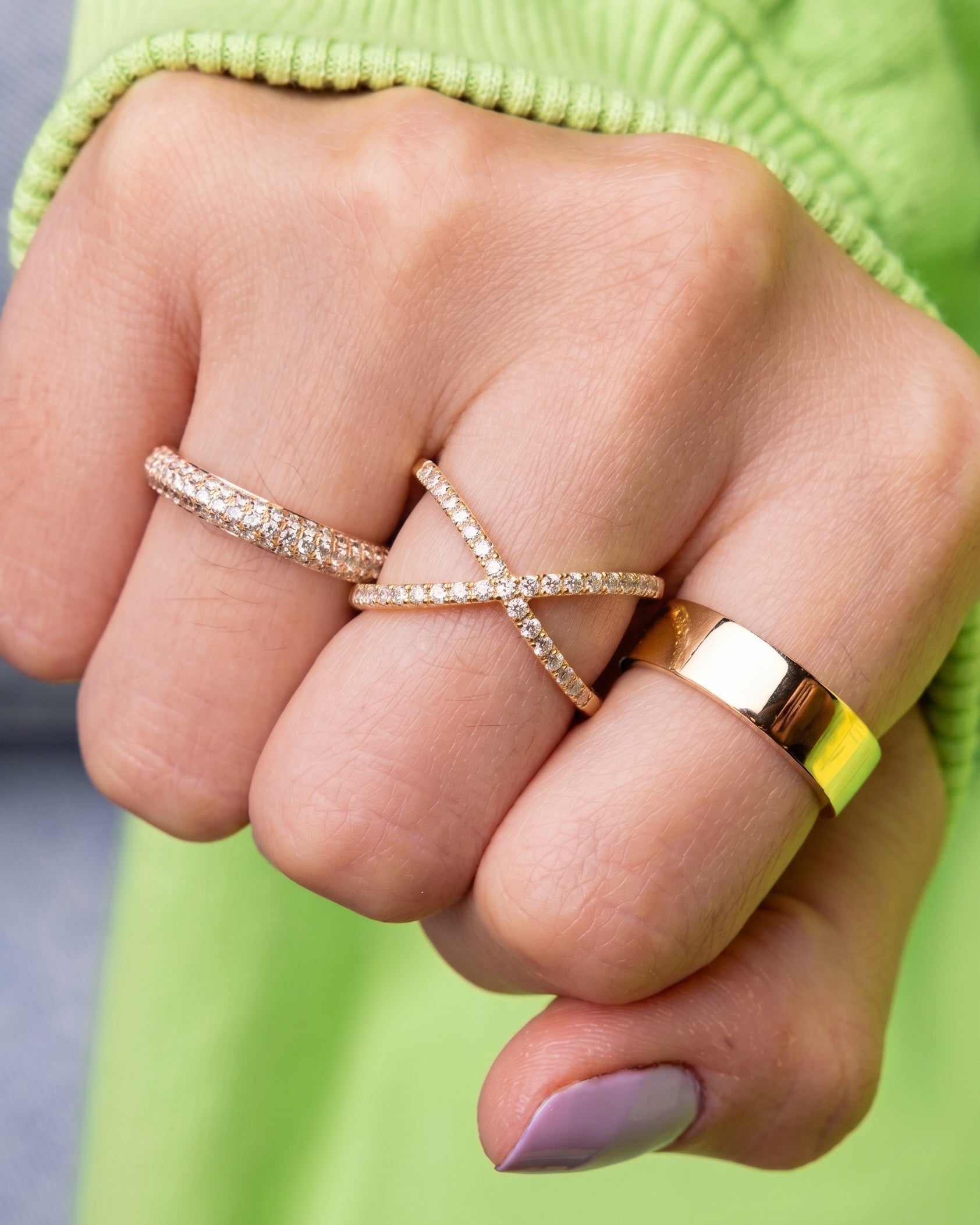 Diamond Crossover Ring - Sparkle Society