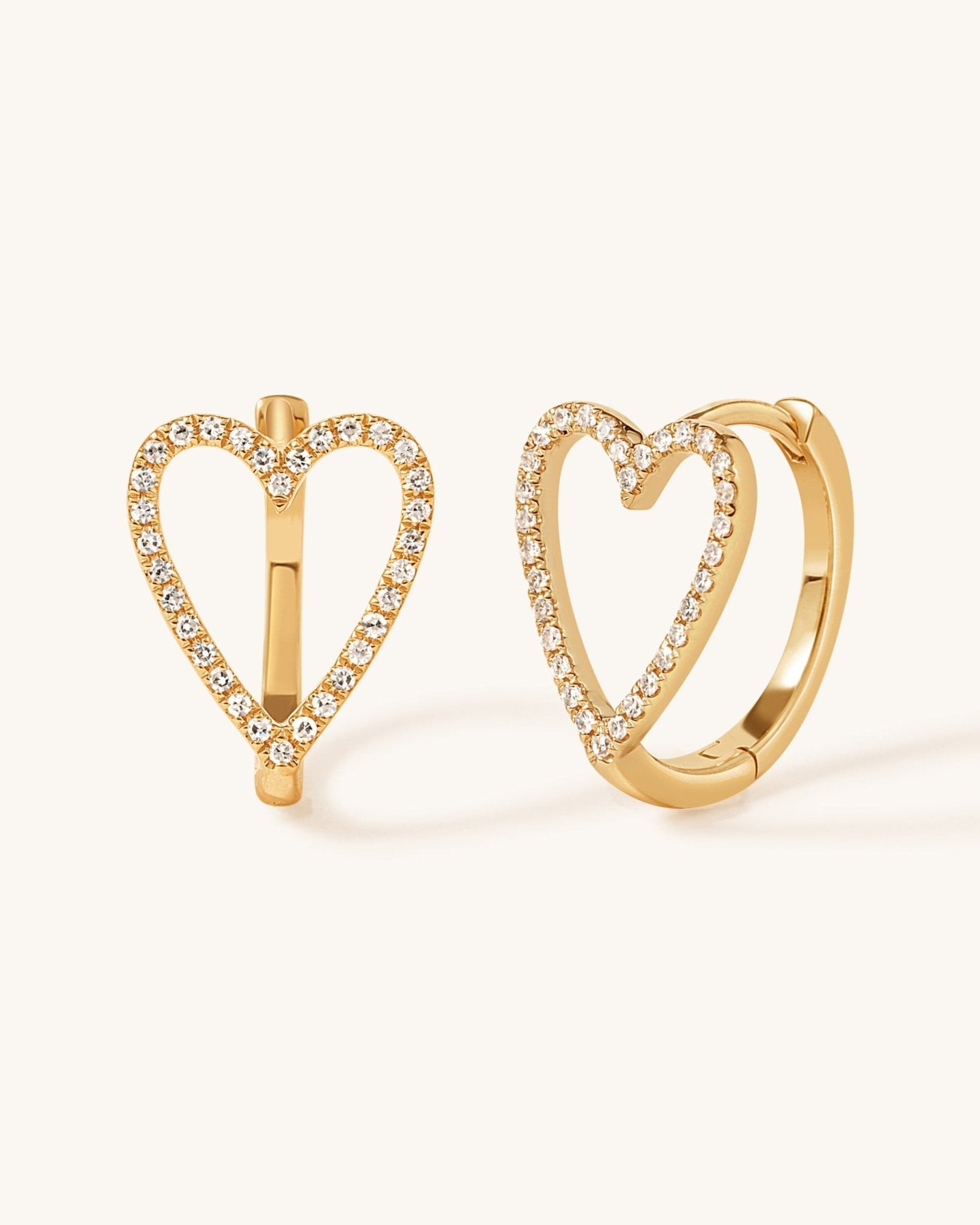 Diamond Cutout Heart Huggies - Sparkle Society