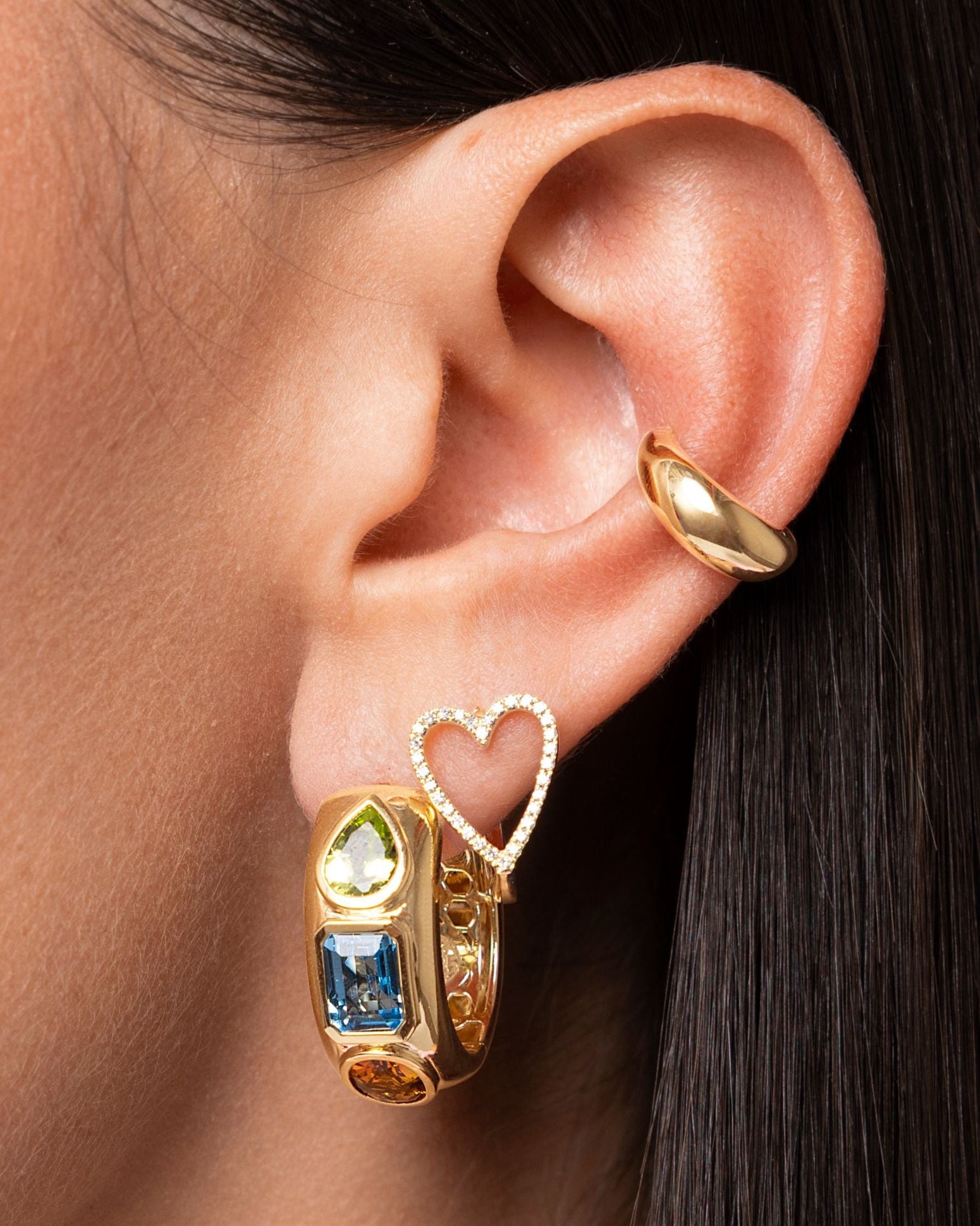 Diamond Cutout Heart Huggies - Sparkle Society