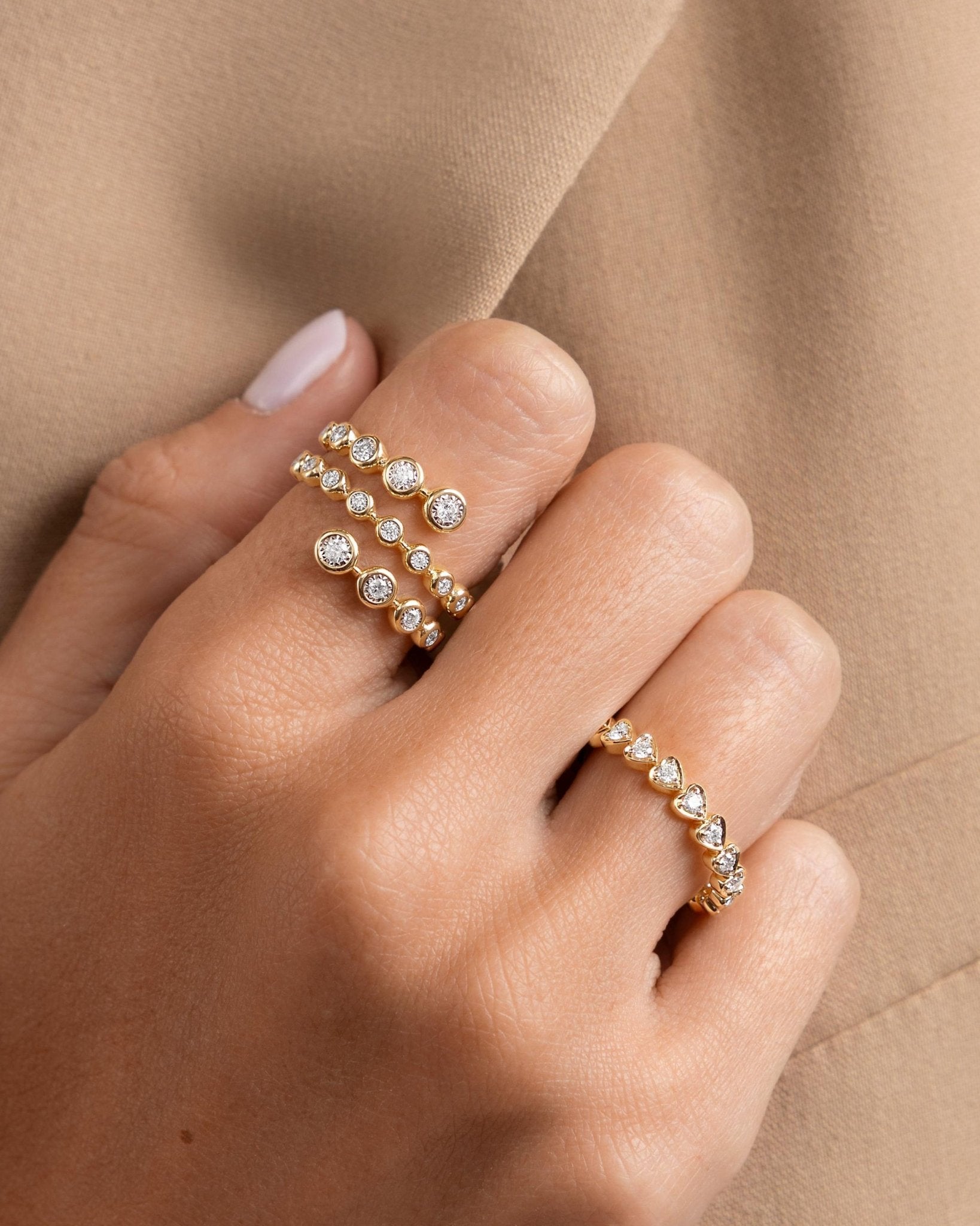 Diamond Heart Shape Eternity Band Ring - Sparkle Society