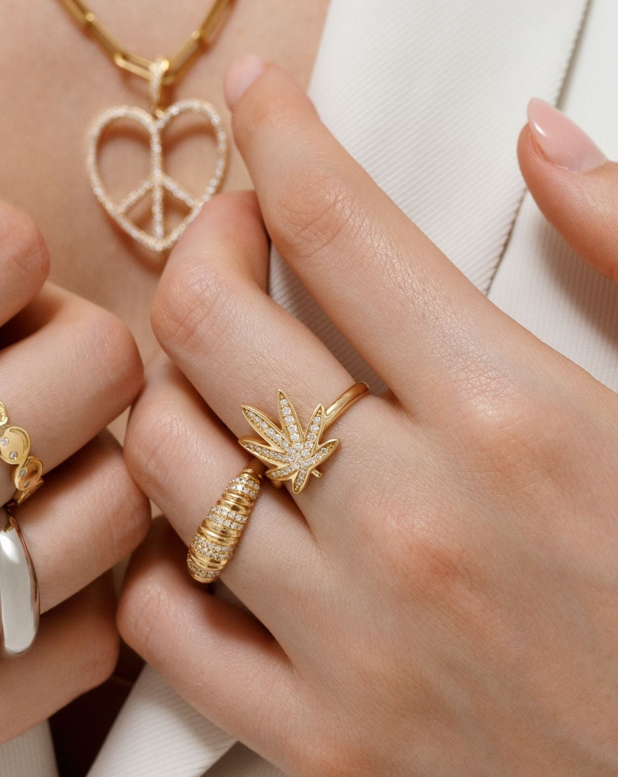 Diamond Joy Leaf Ring - Sparkle Society