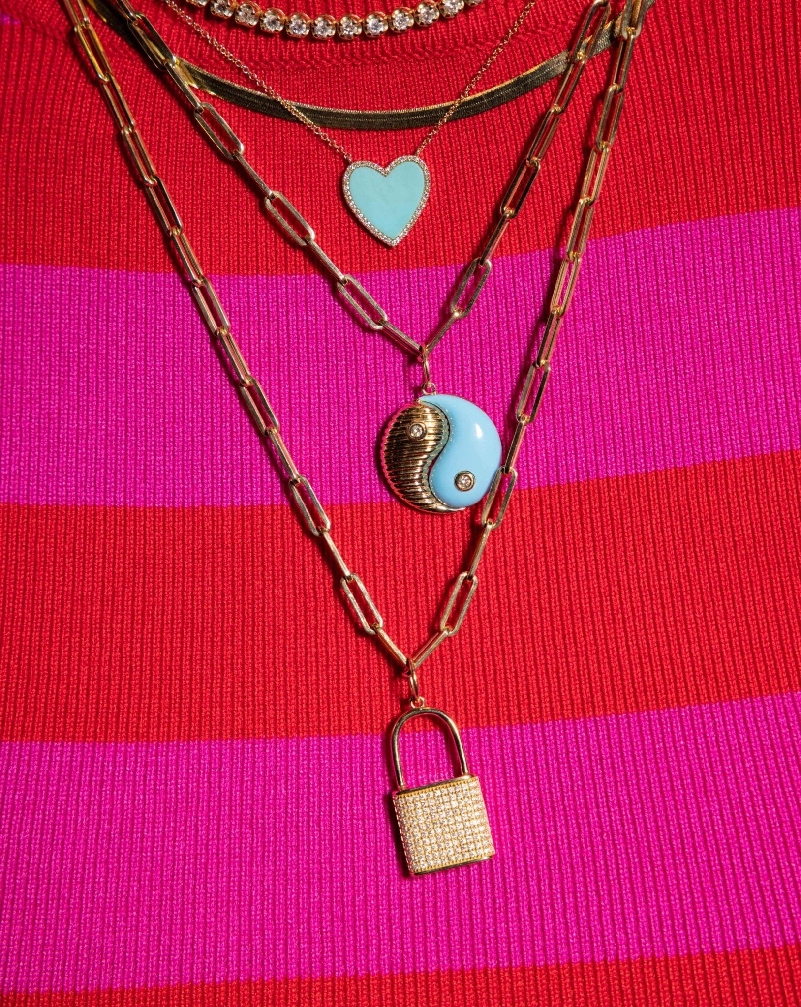 Diamond Lock Necklace Charm - Sparkle Society