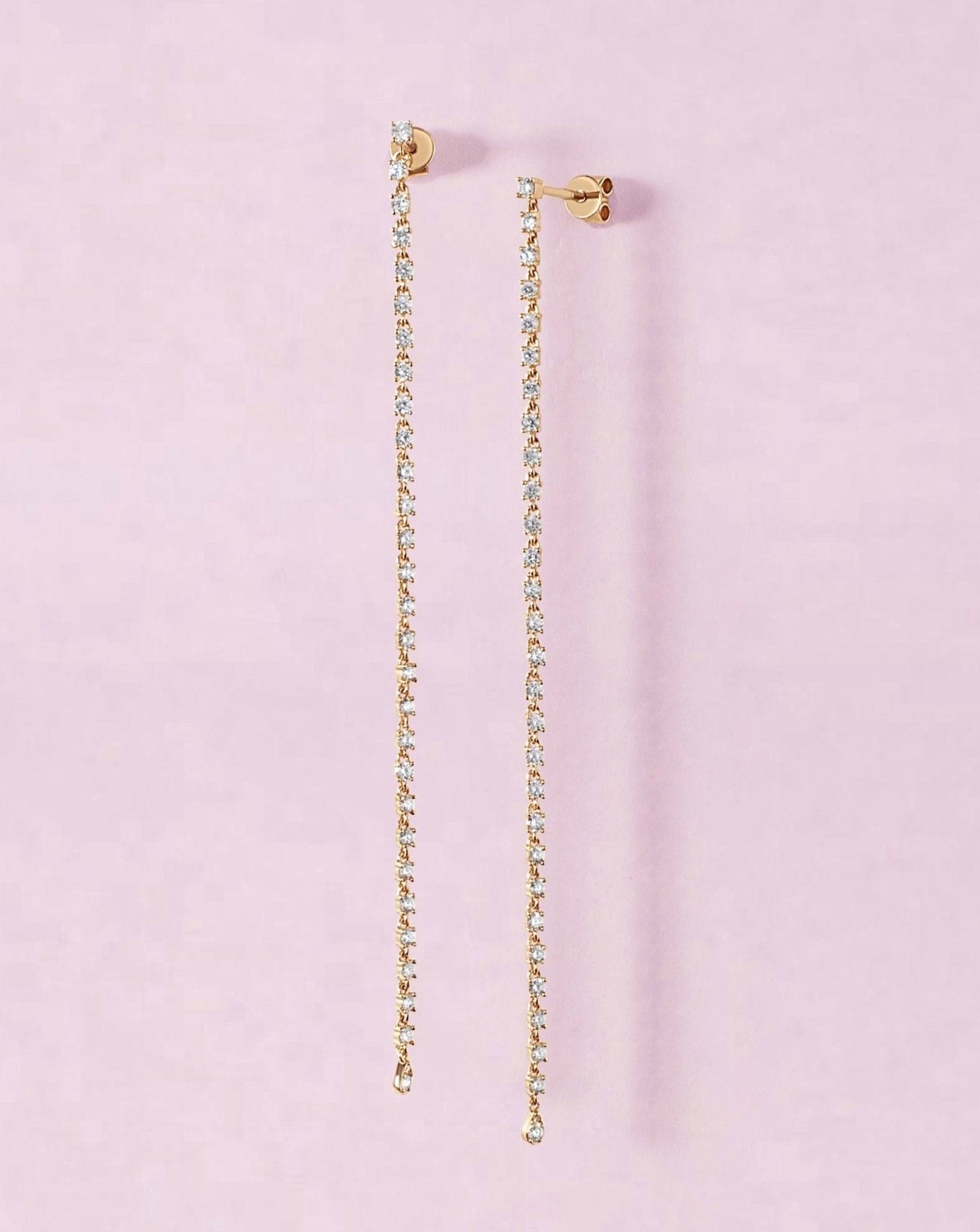 Diamond Long Drop Studs - Sparkle Society