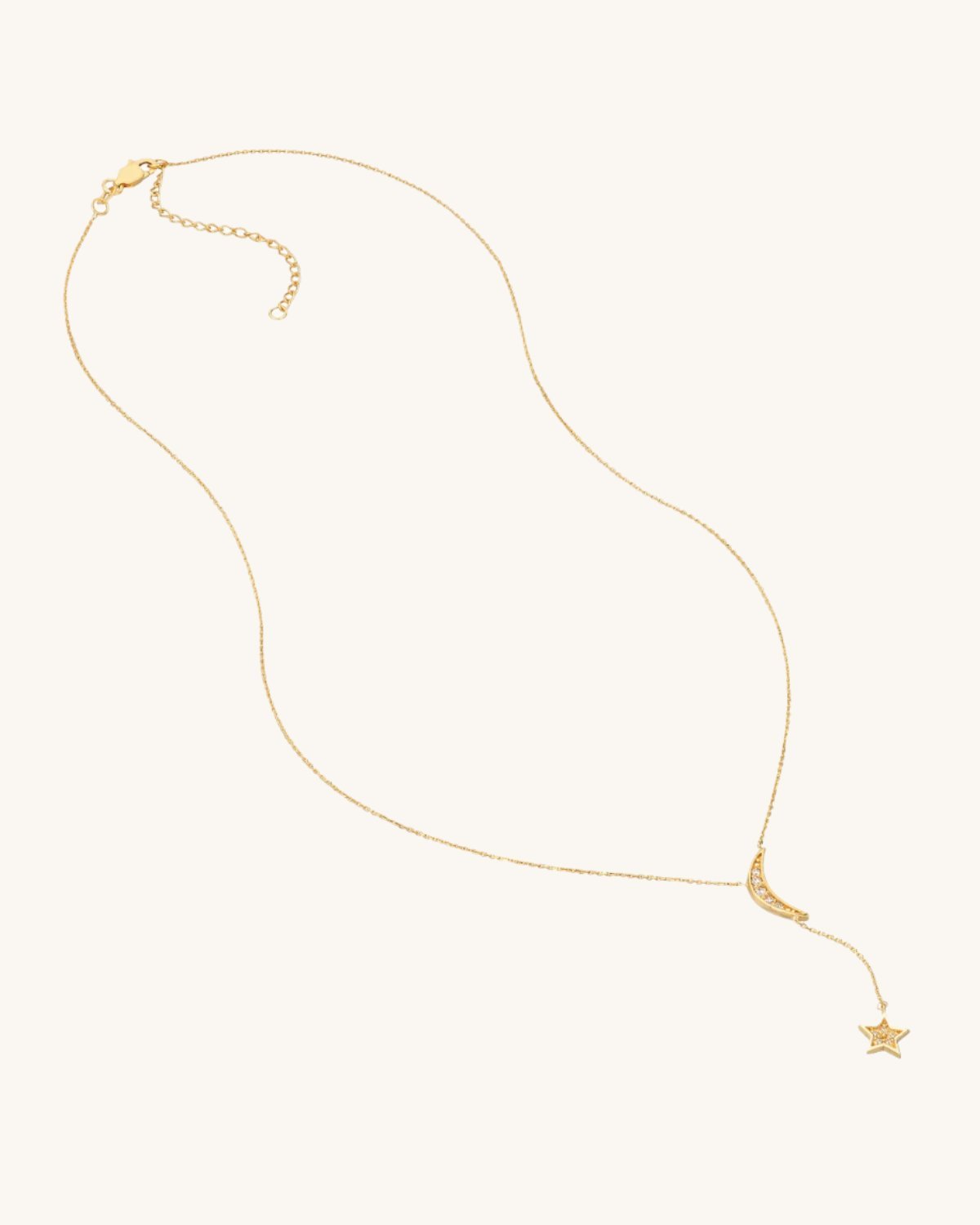 Diamond Moon and Star Lariat Necklace - Sparkle Society