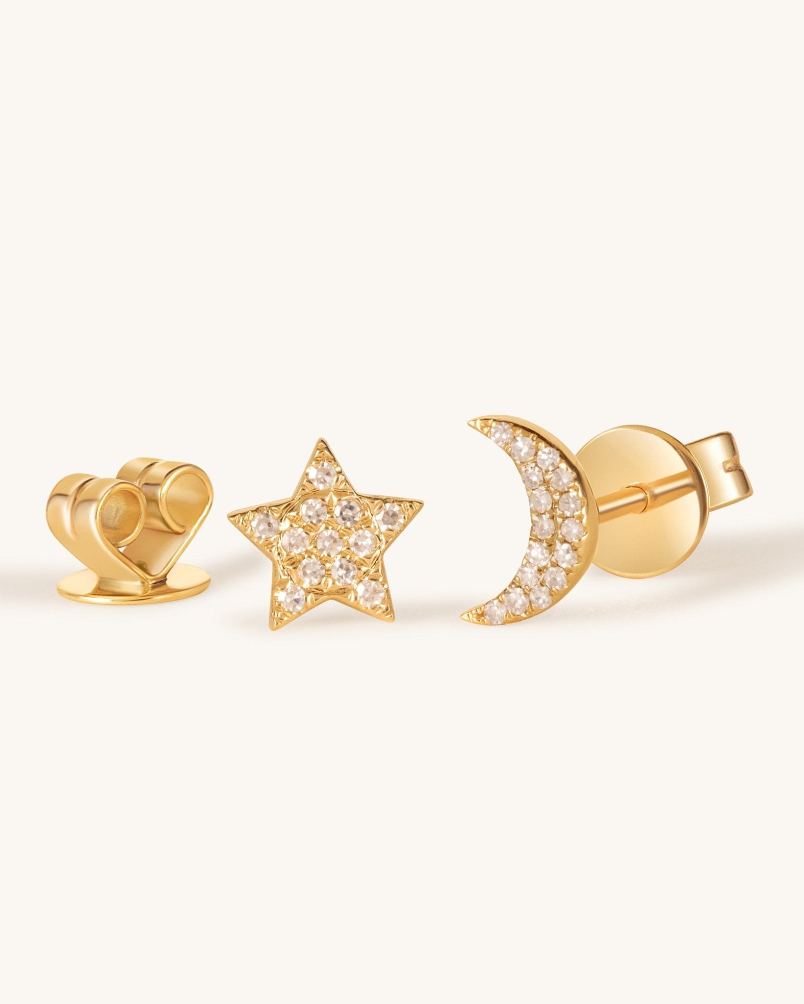 Diamond Moon and Star Studs - Sparkle Society