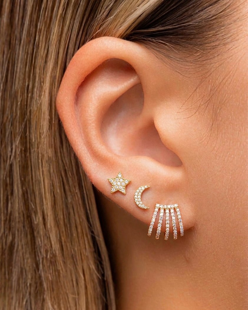 Diamond Moon and Star Studs - Sparkle Society