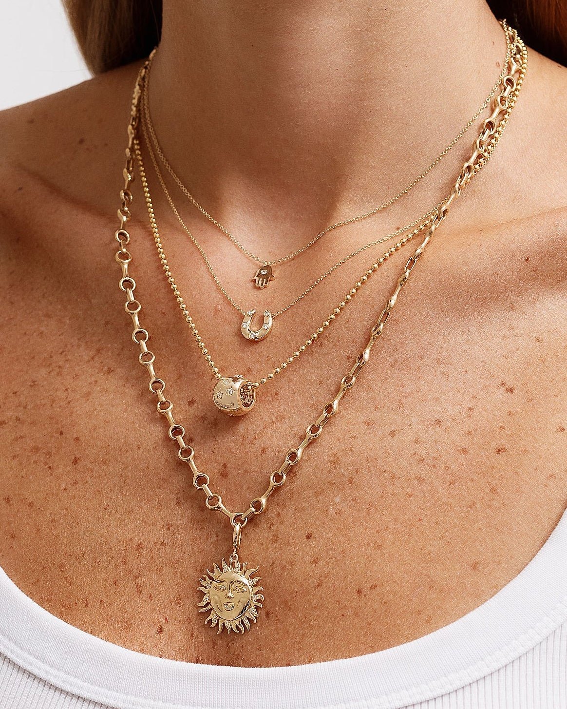 Diamond Moon And Stars Gold Spacer Charm - Sparkle Society